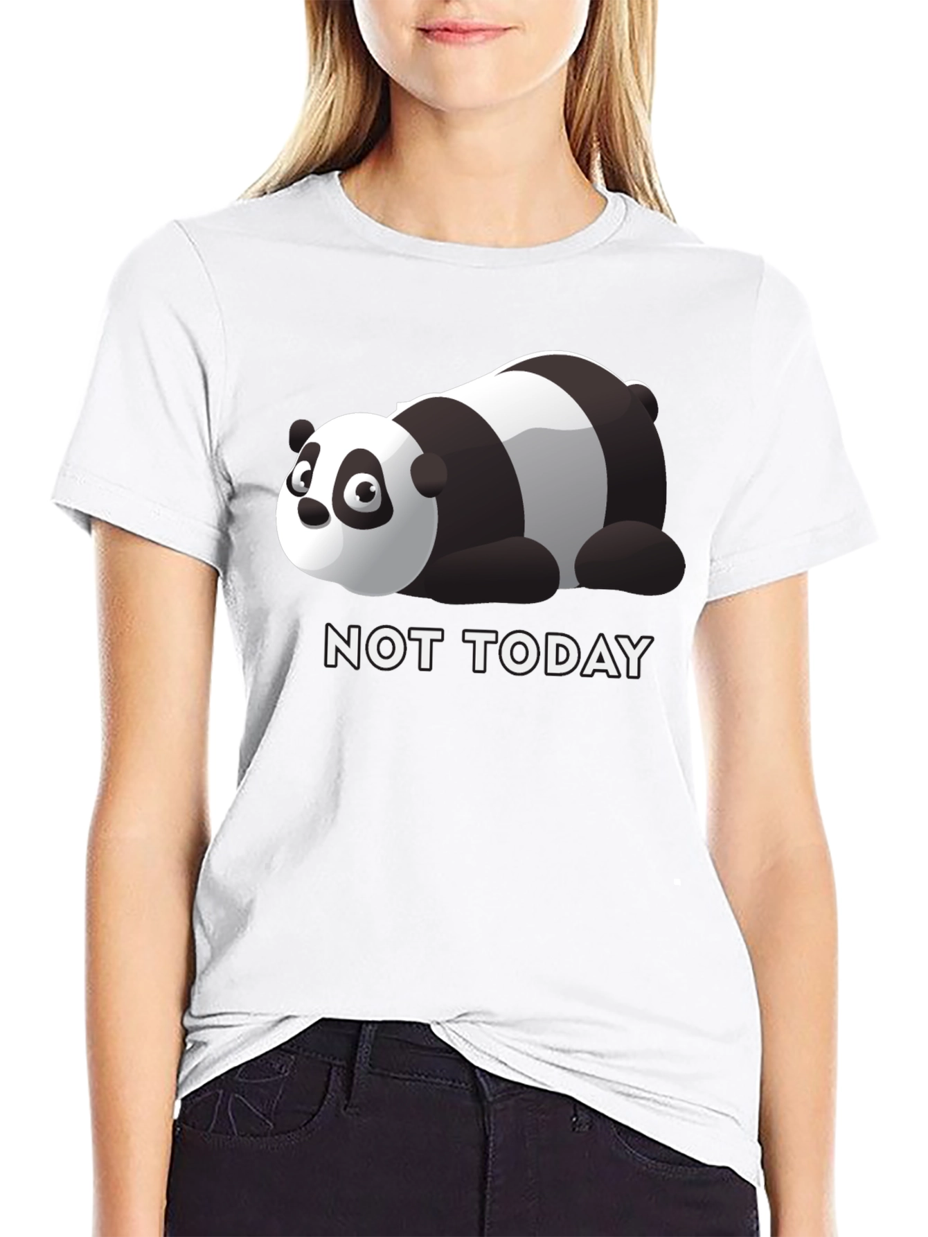 Black Lazy Panda 'Not Today' Graphic Tee view 9