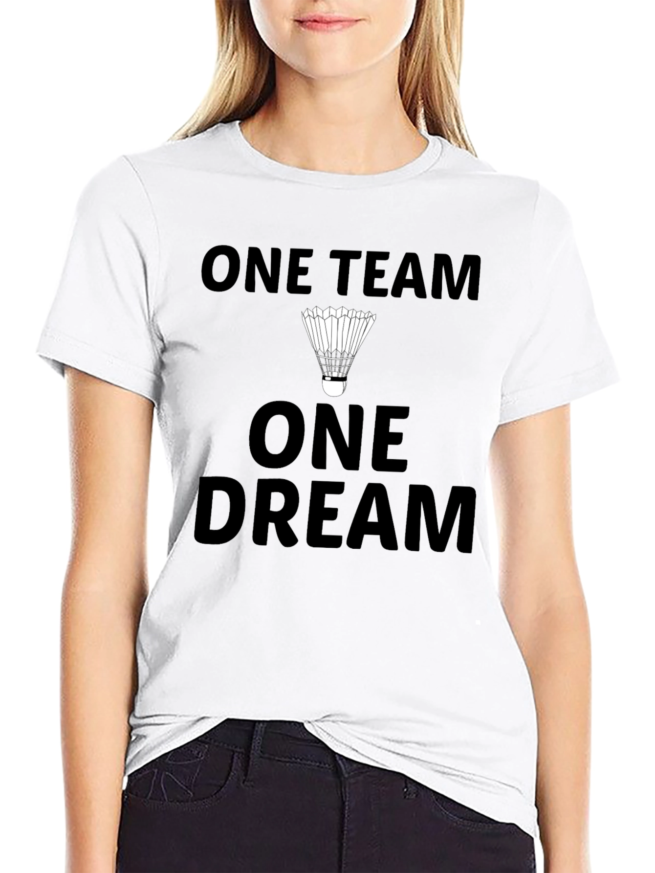 Black One Team One Dream Badminton T-Shirt view 9