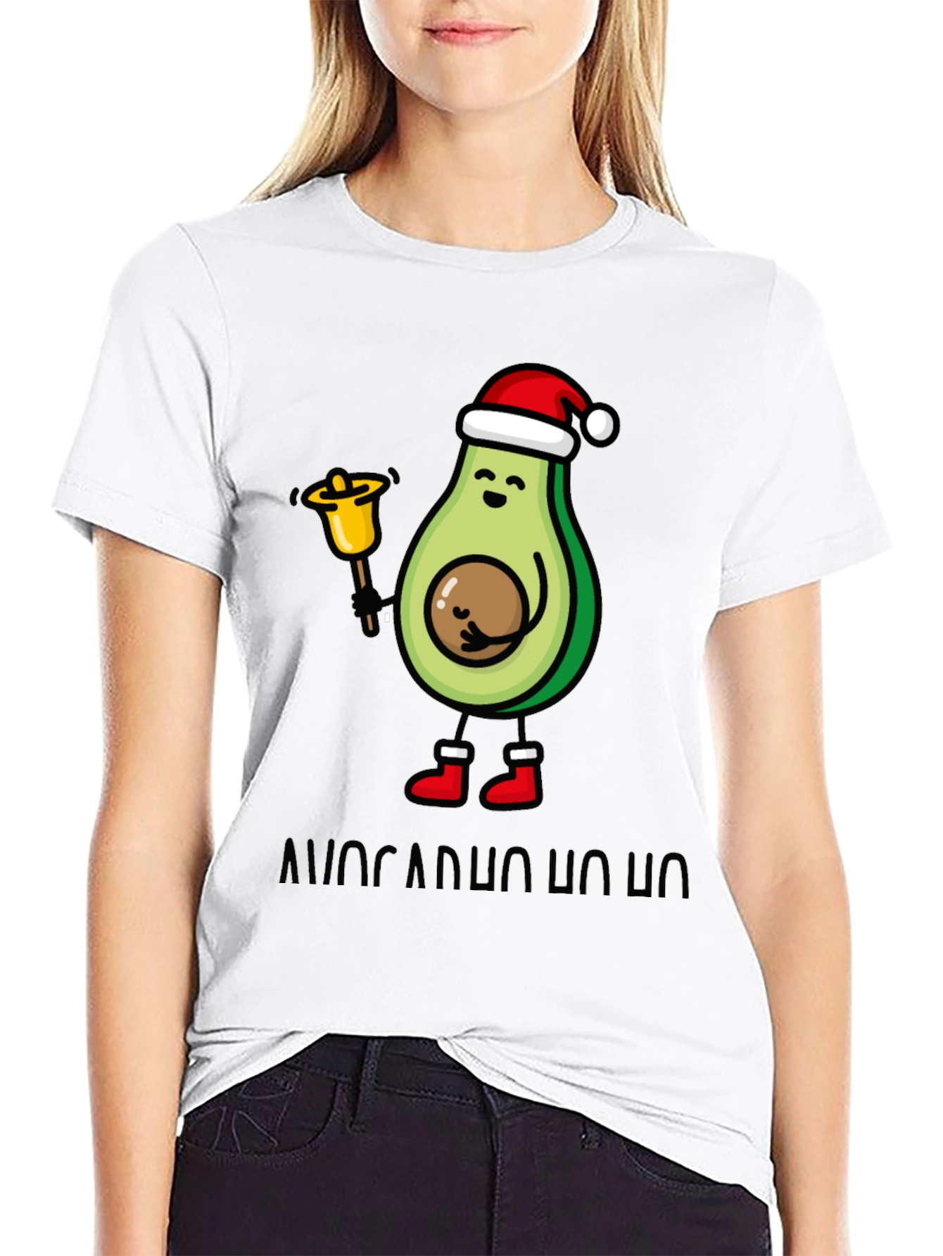 Black Festive Avocado Christmas T-Shirt view 9
