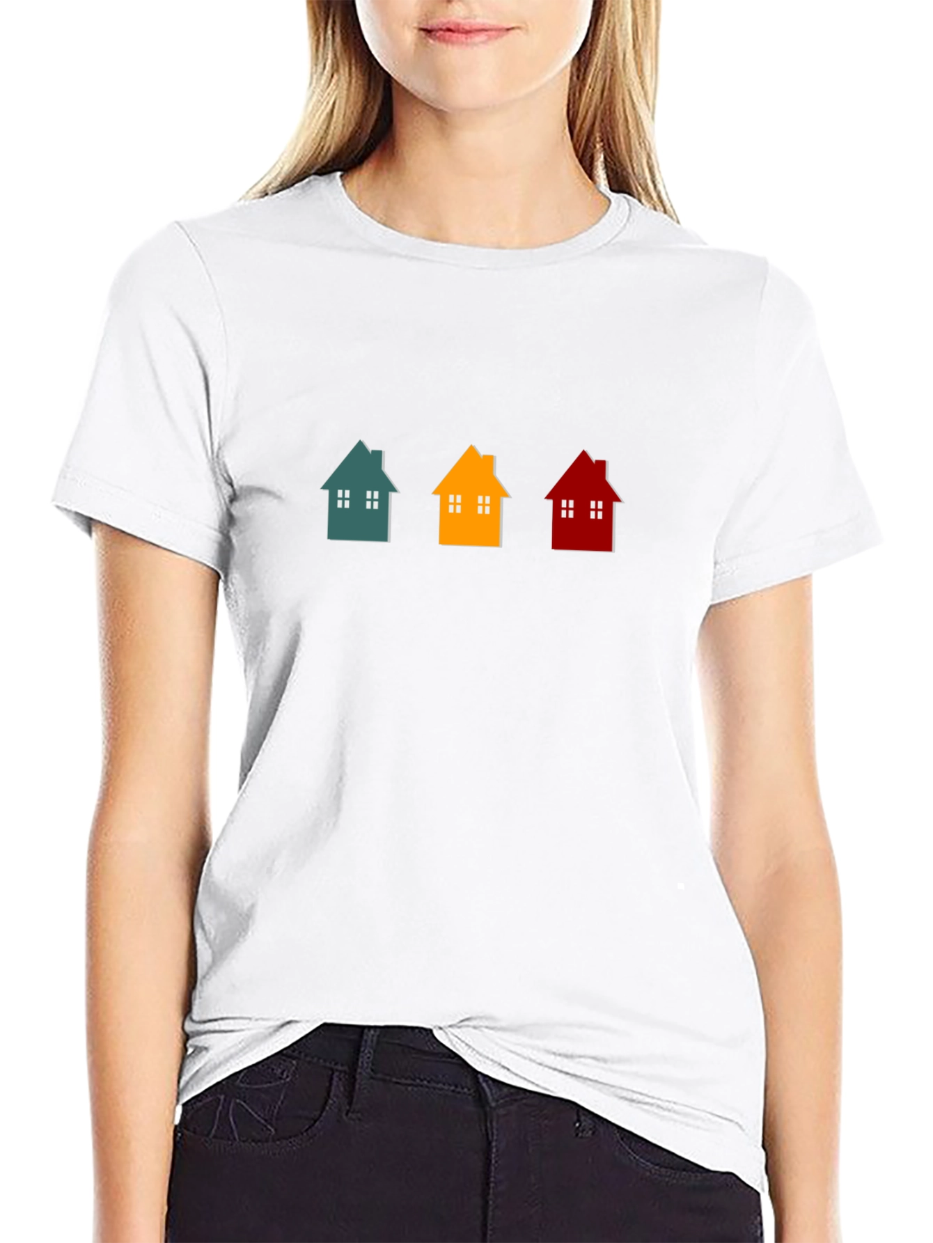 Black Colorful House T-Shirt view 9