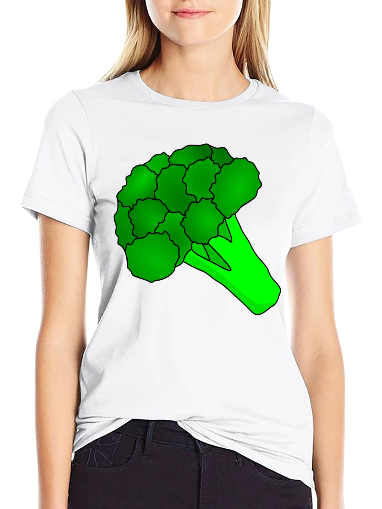 Black Broccoli Graphic Tee - Black Cotton T-Shirt view 9