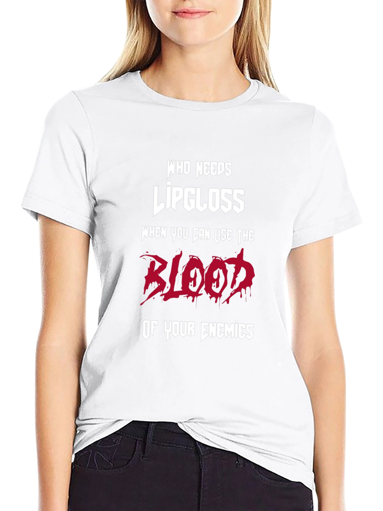 Black Humorous Graphic T-Shirt: Blood of Enemies view 9