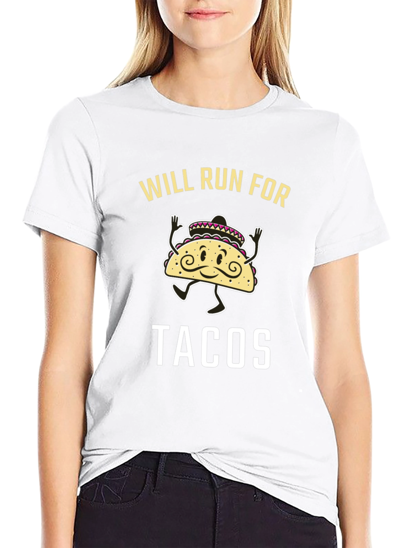 Black Will Run for Tacos Black Graphic Tee view 9