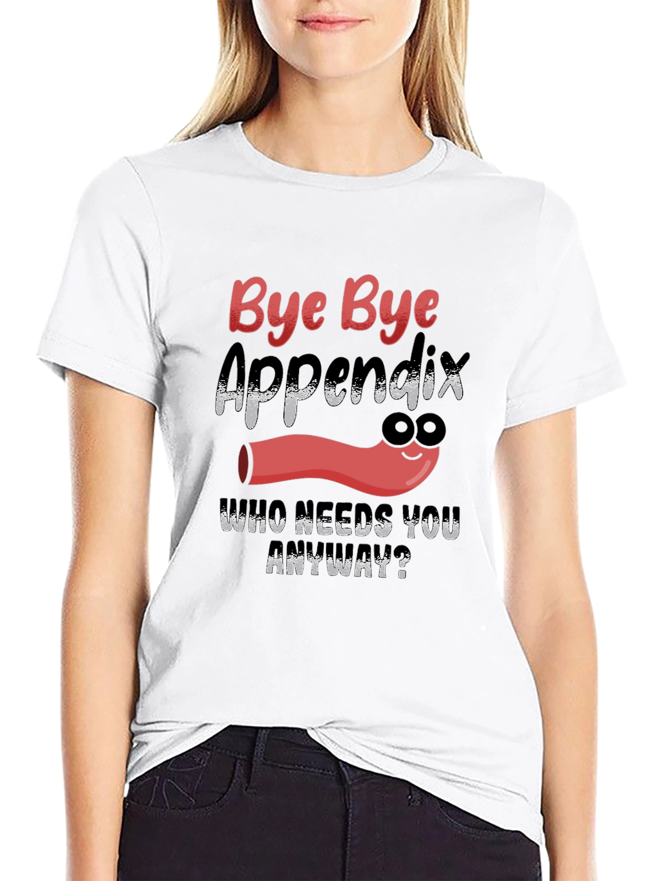 Black Bye Bye Appendix Funny Recovery T-Shirt view 9