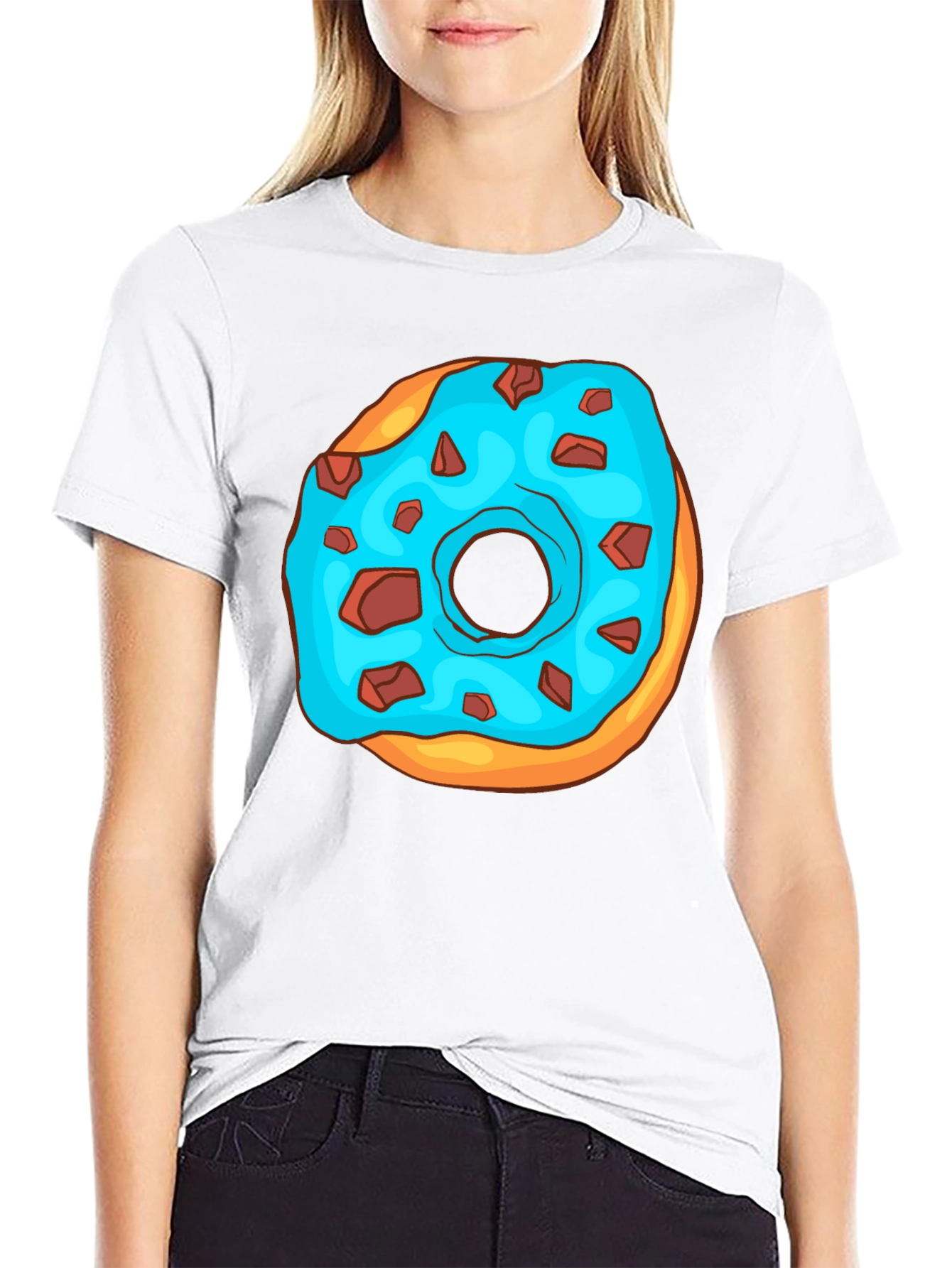 Black Donut Graphic T-Shirt - Funny Cartoon Design view 9