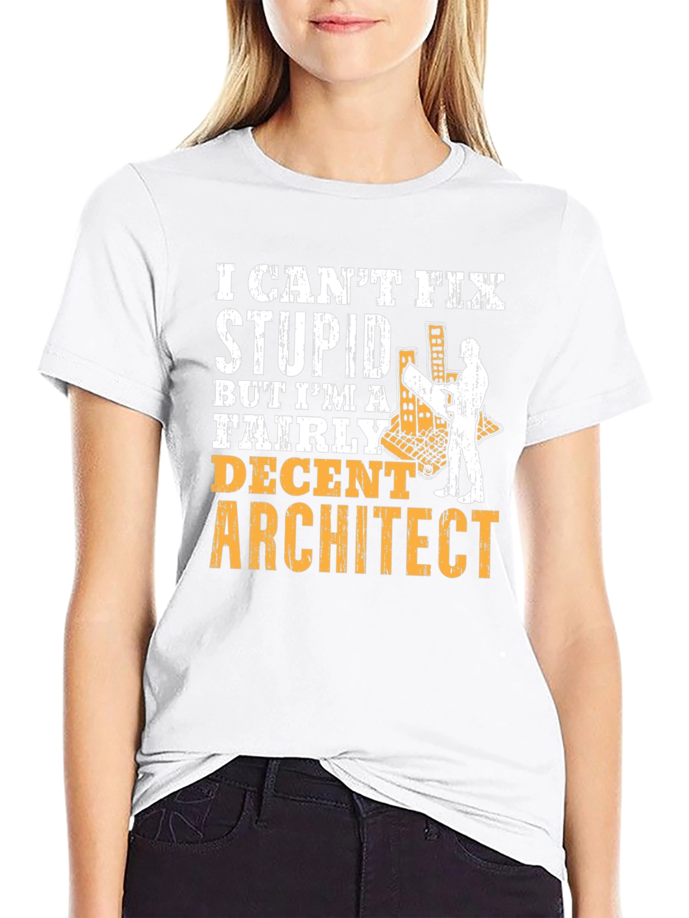 Black Architect Humor Graphic Tee - Can't Fix Stupid view 9