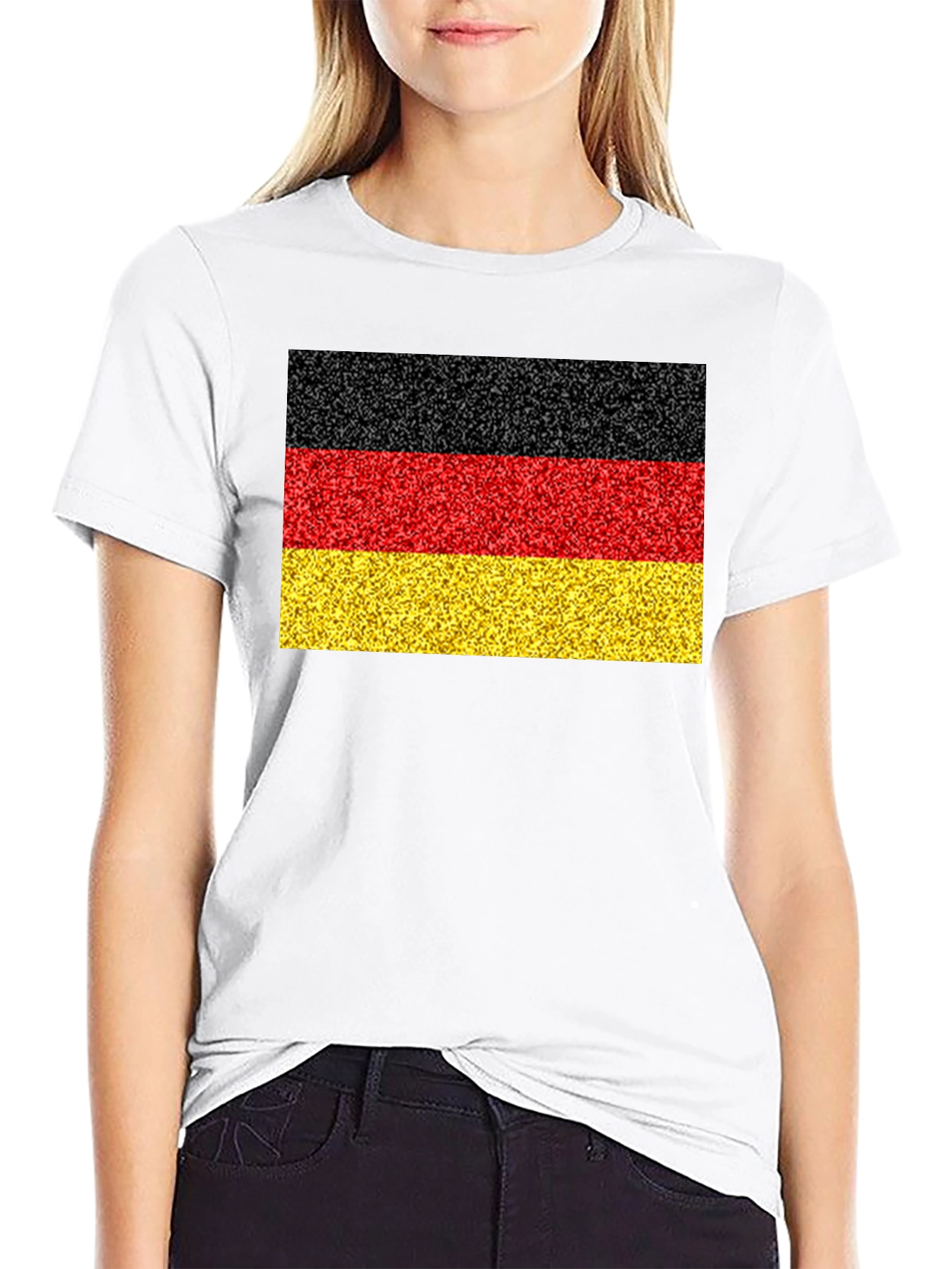 Black German Flag T-Shirt - Black Cotton Tee view 9
