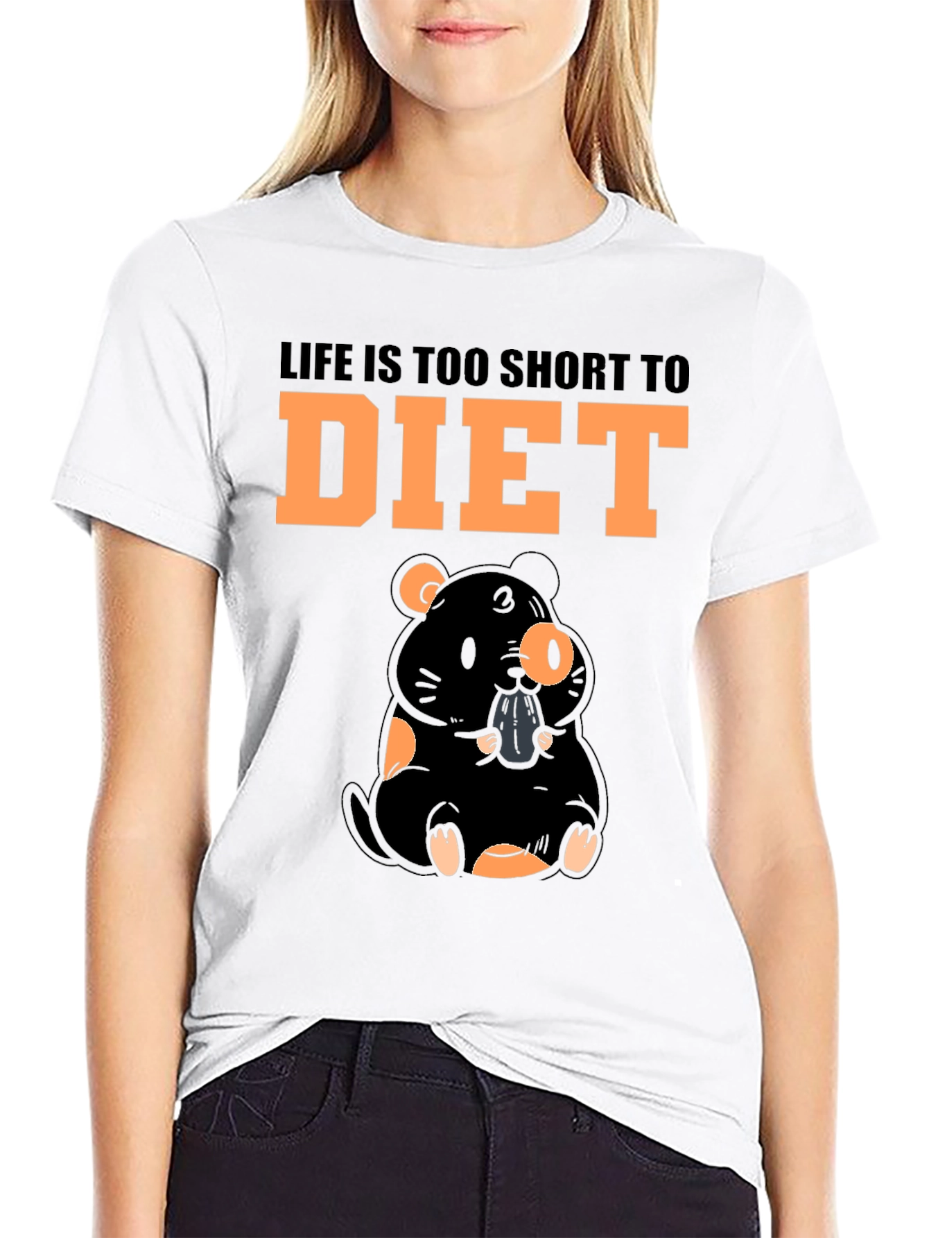 Black Life is Too Short to Diet T-Shirt Funny Foodie Tee view 9