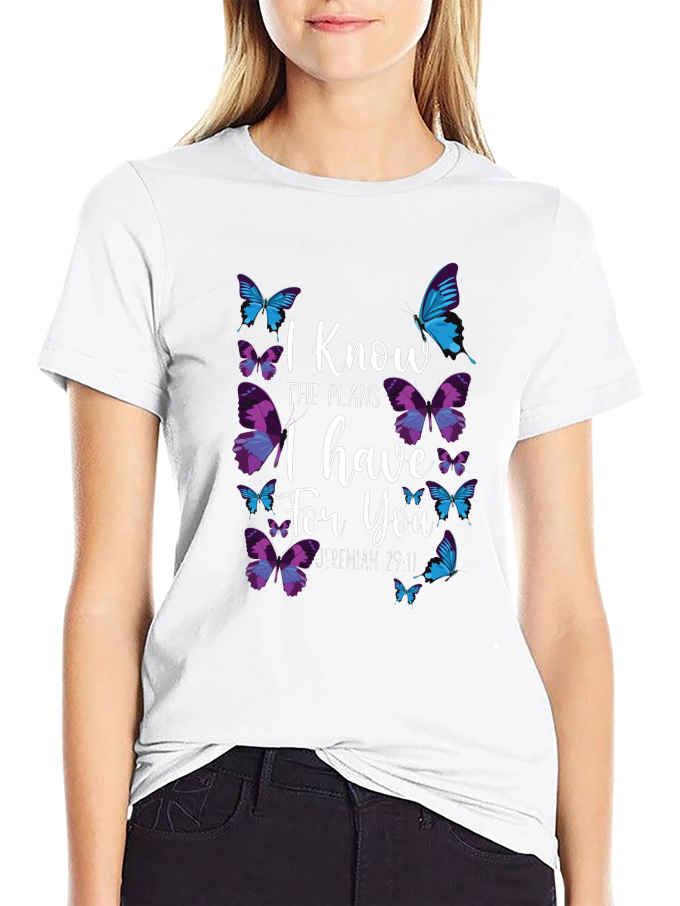 Black Butterfly Jeremiah 29:11 T-Shirt view 9