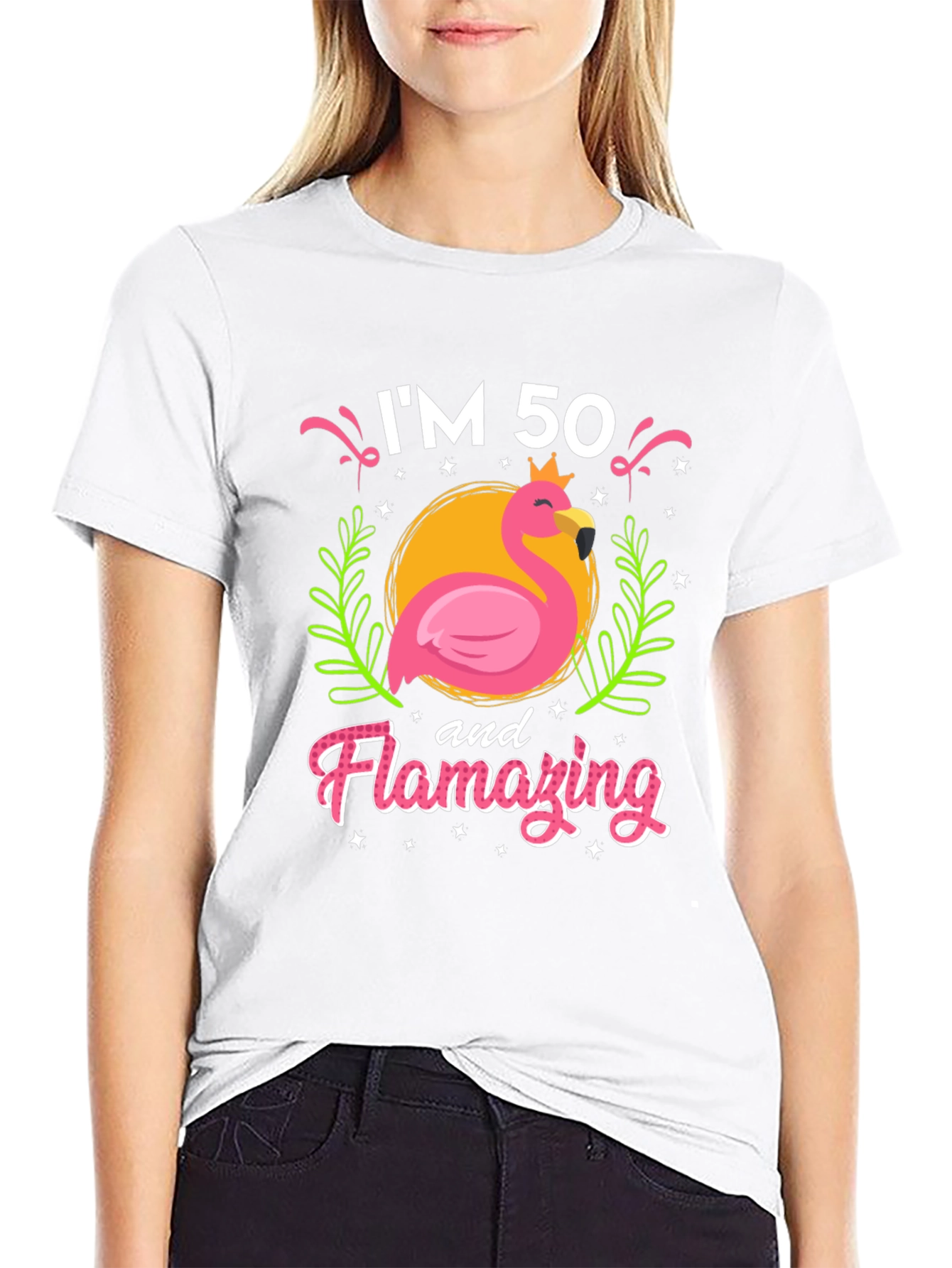 Black I'm 50 and Flamazing T-Shirt view 9