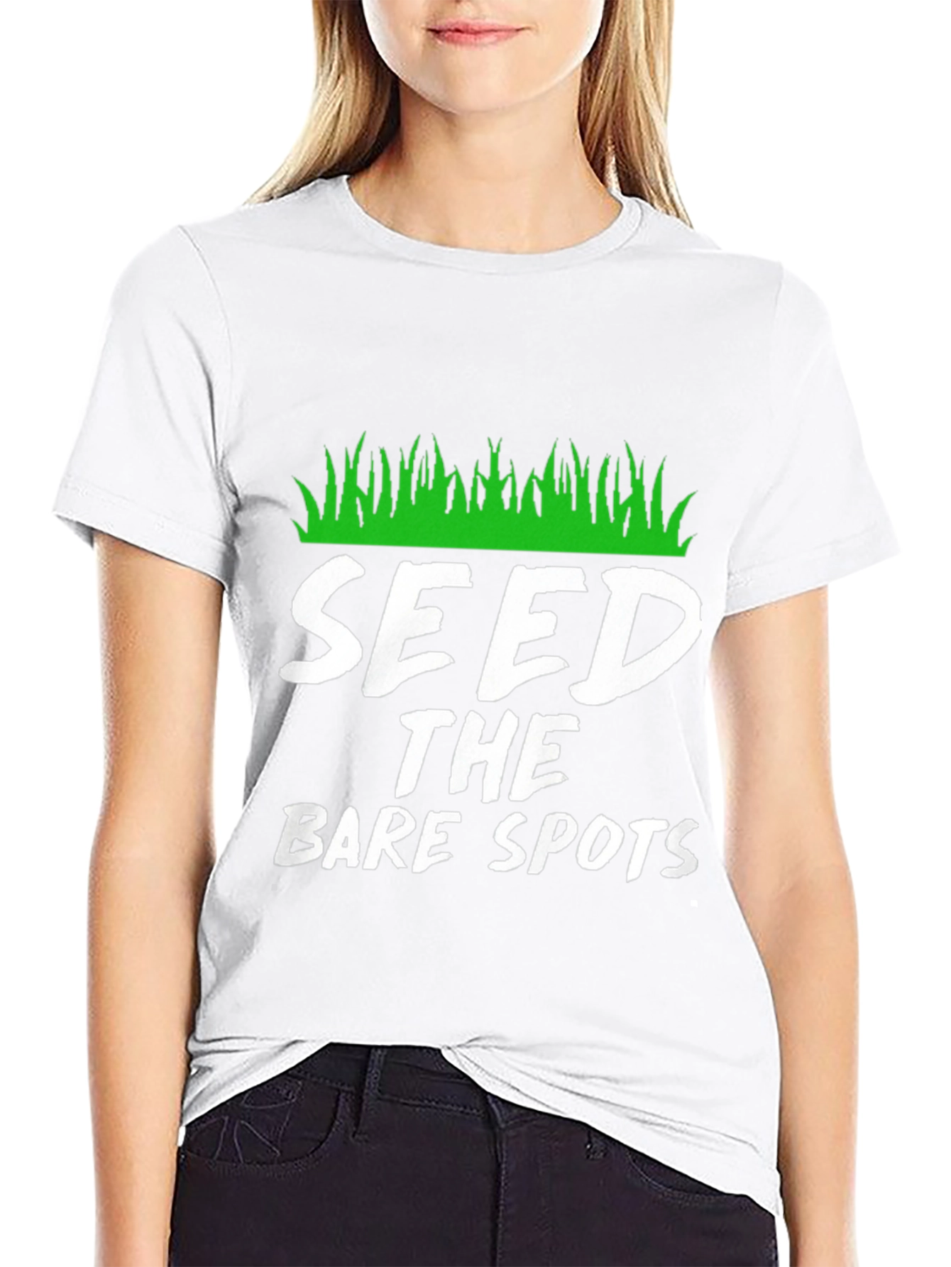 Black Seed the Bare Spots Funny Lawn Care T-Shirt view 9
