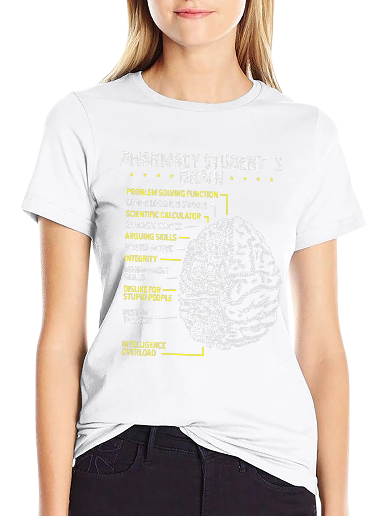 Black Pharmacy Student Brain T-Shirt - Study Humor Tee view 9
