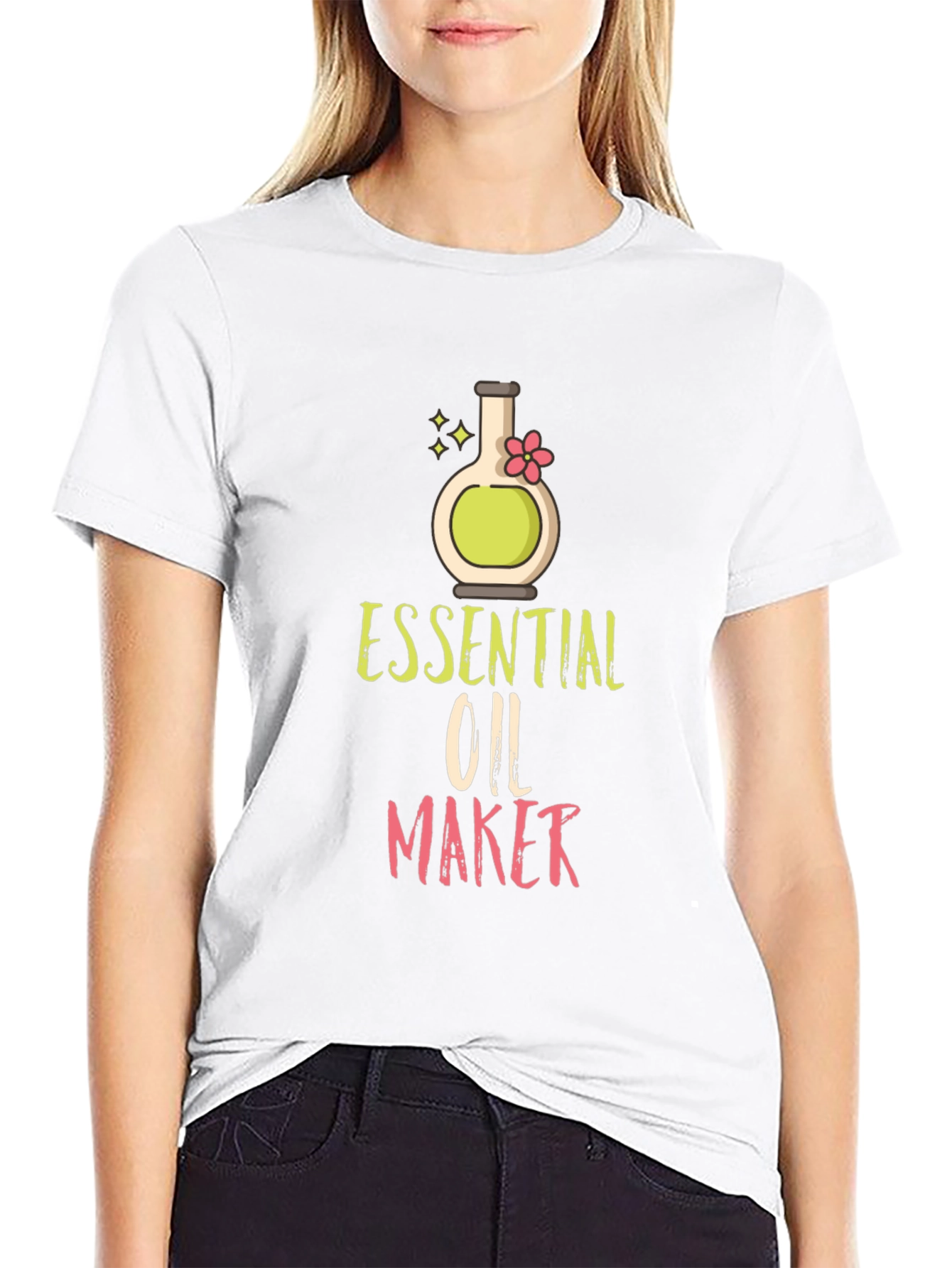 Black Essential Oil Maker T-Shirt - Black Cotton Blend view 9