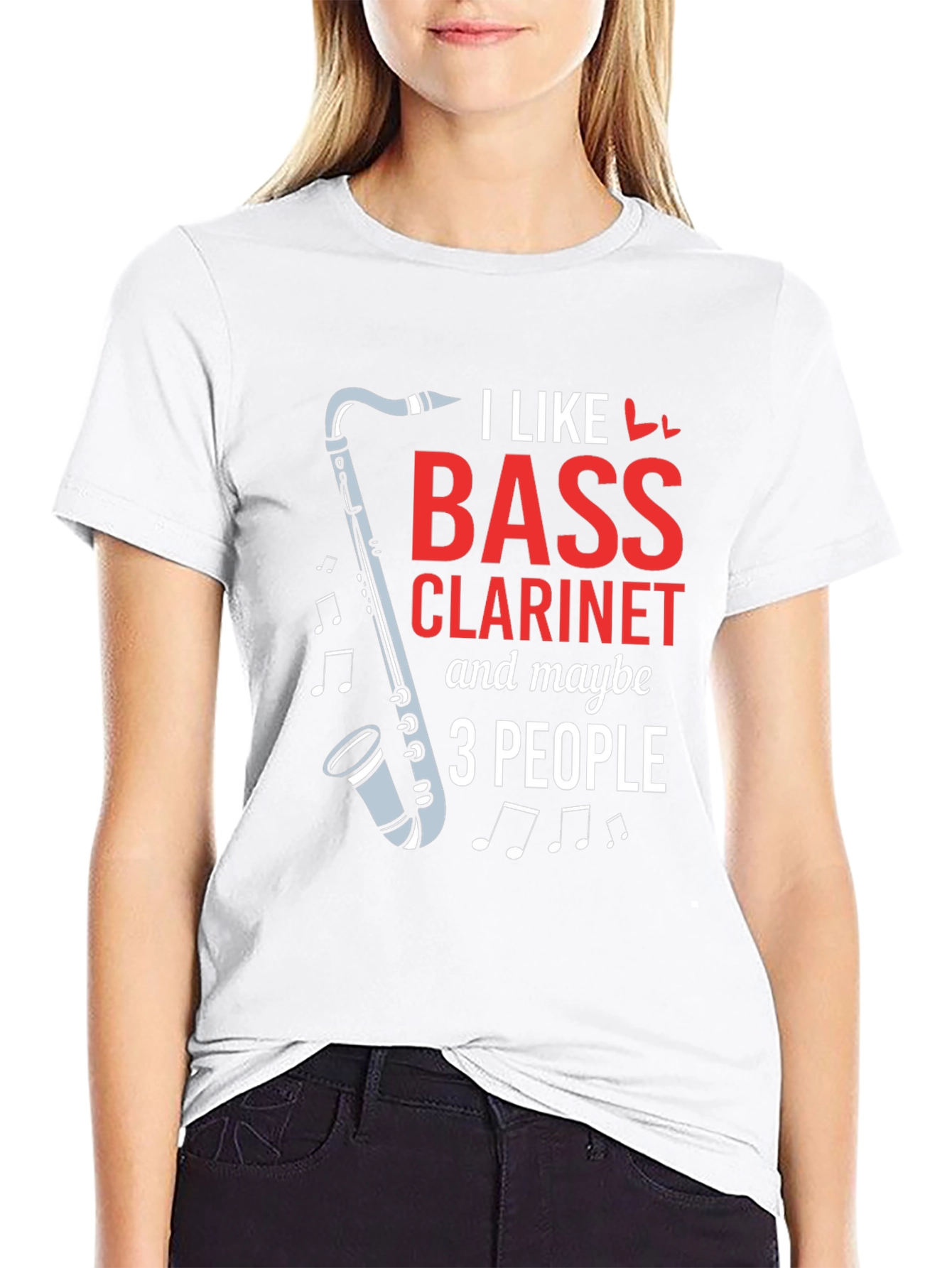 Black I Like Bass Clarinet & Maybe 3 People Black T-Shirt view 9