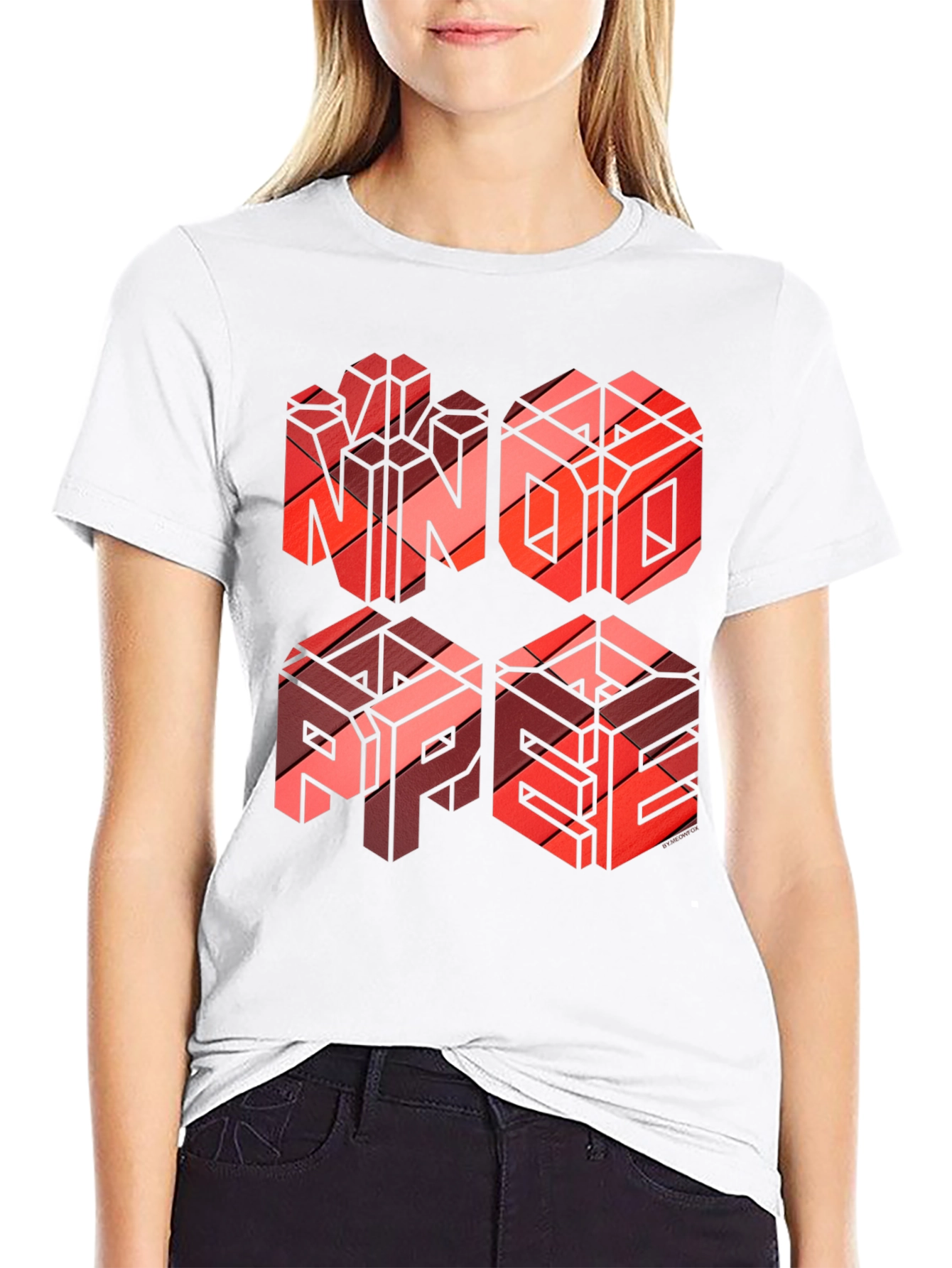 Black Geometric Word Art T-Shirt - NINO, ABPE Design view 9