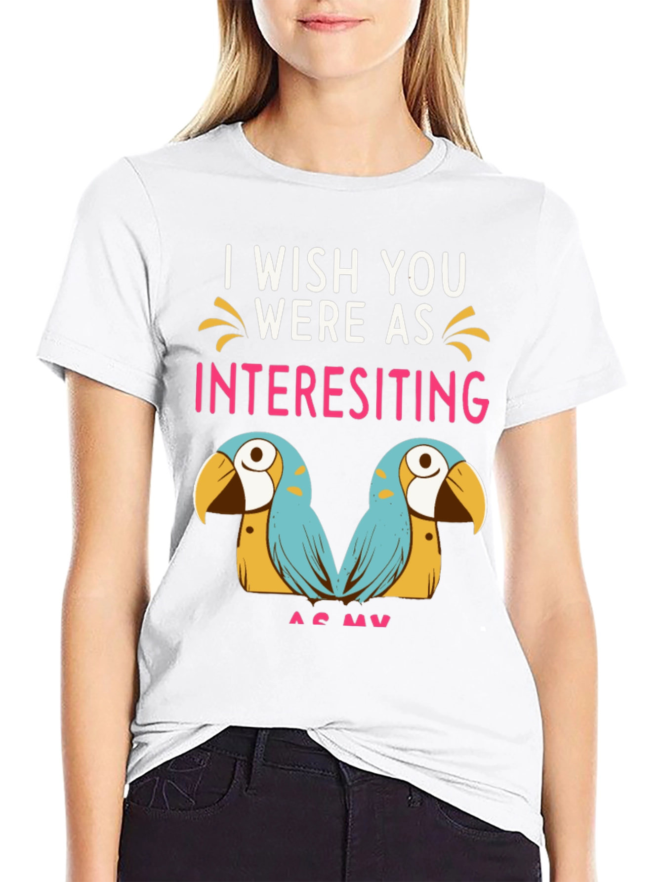 Black Funny Parrot Graphic Tee - I Wish You Were As Interesting As My Birds view 9