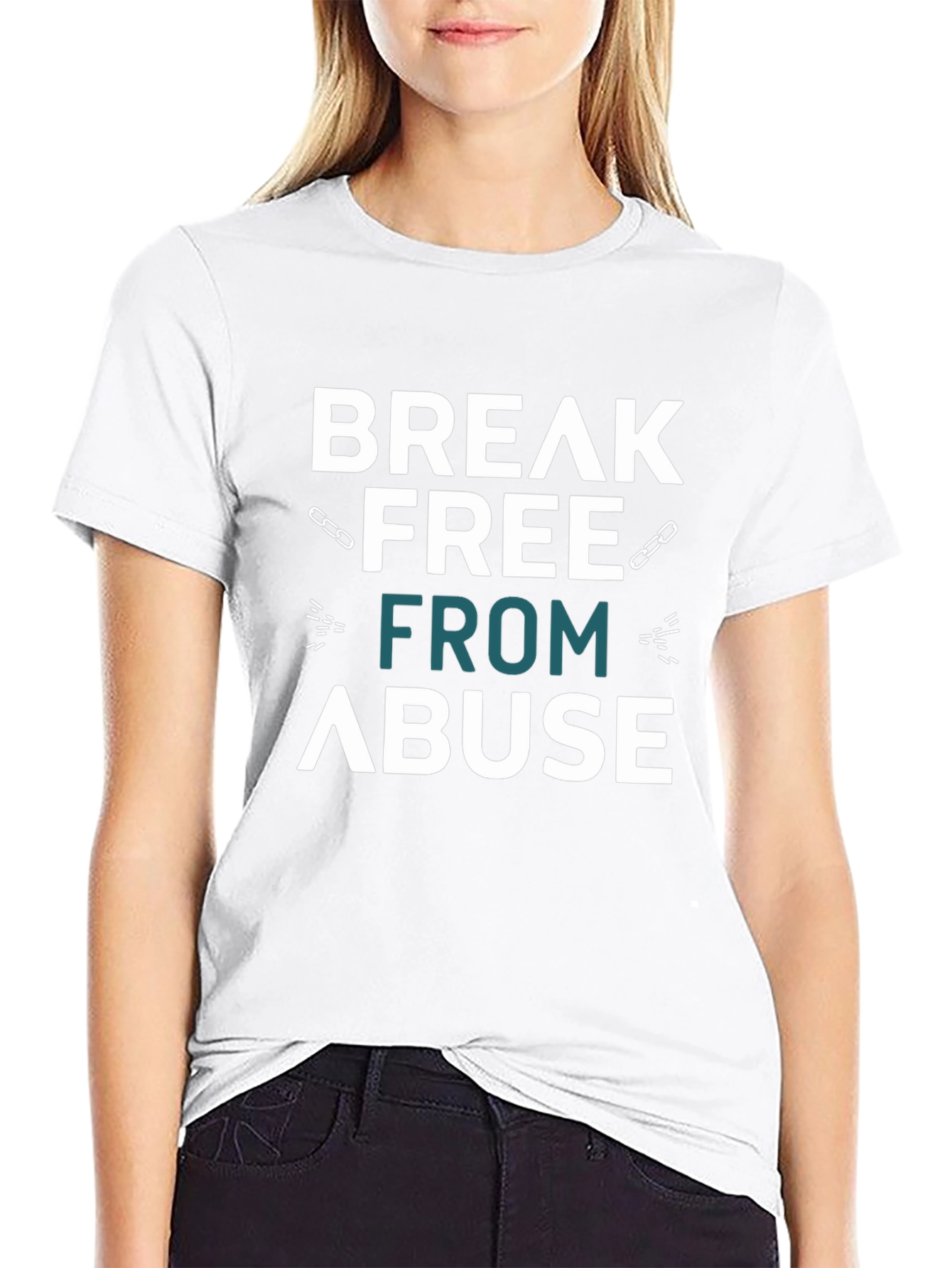 Black Break Free From Abuse Graphic T-Shirt view 9