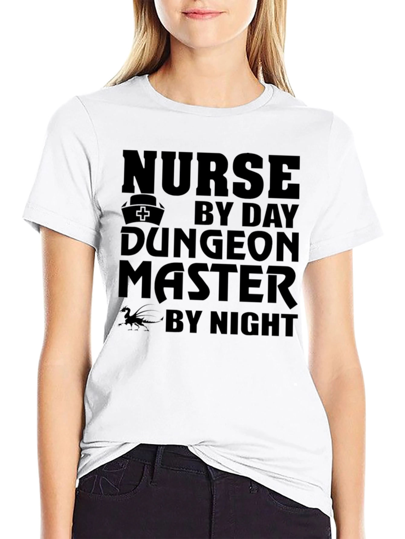 Black Nurse Dungeon Master T-Shirt - Black Graphic Tee view 9