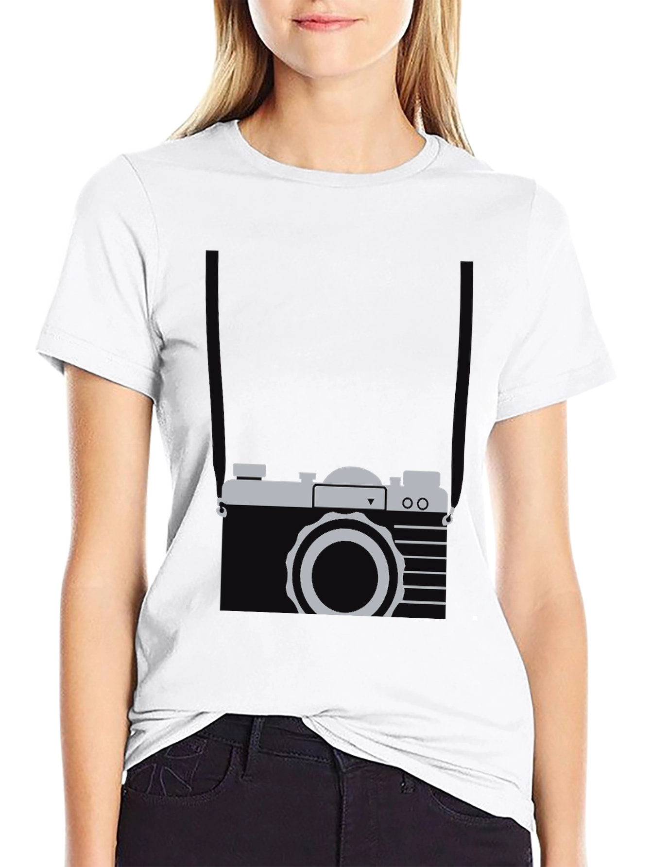 Black Retro Camera Graphic Tee - Cool Casual Style view 9