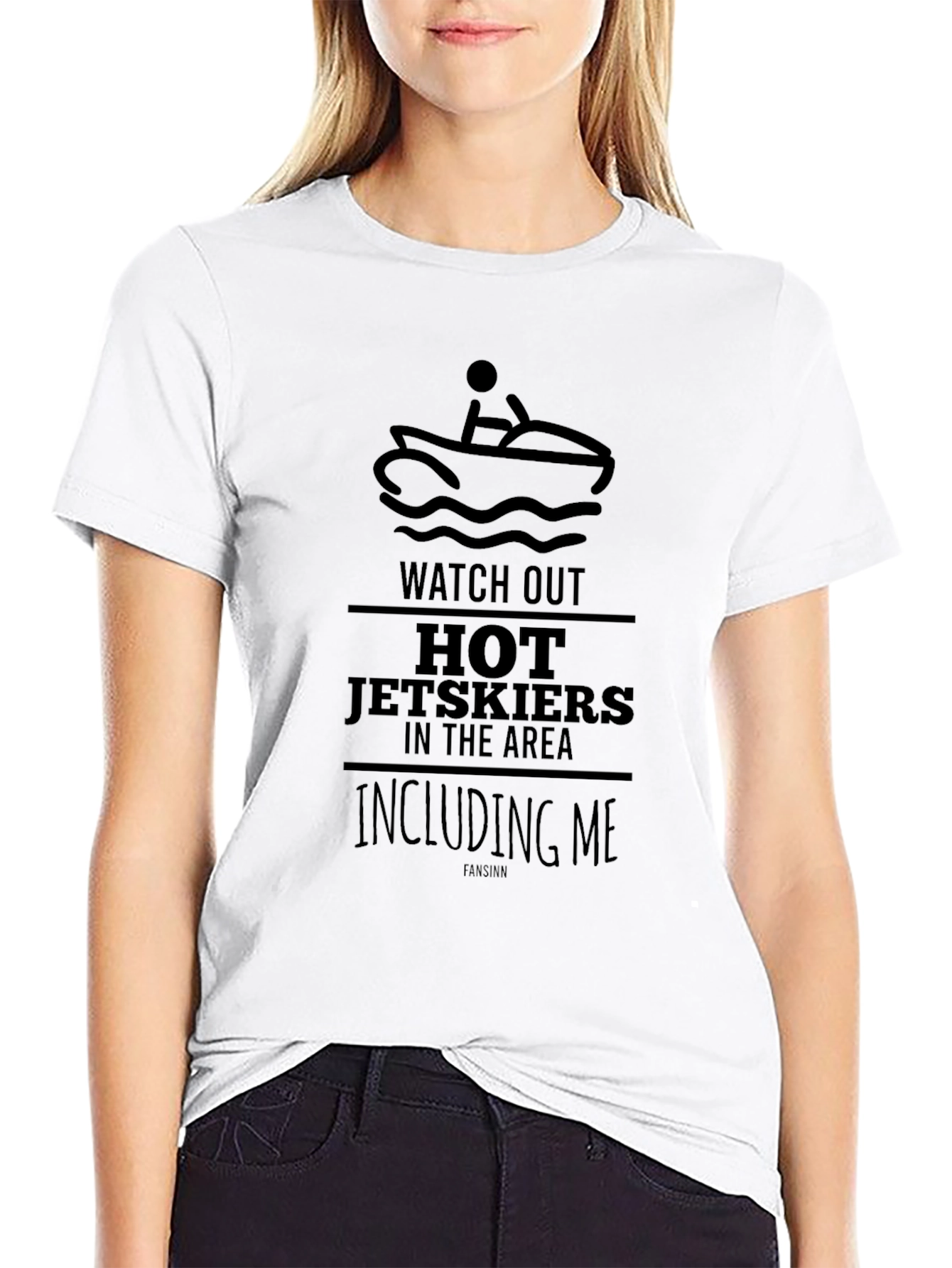 Black Hot Jetskiers in the Area T-Shirt - Fun Summer Tee view 9