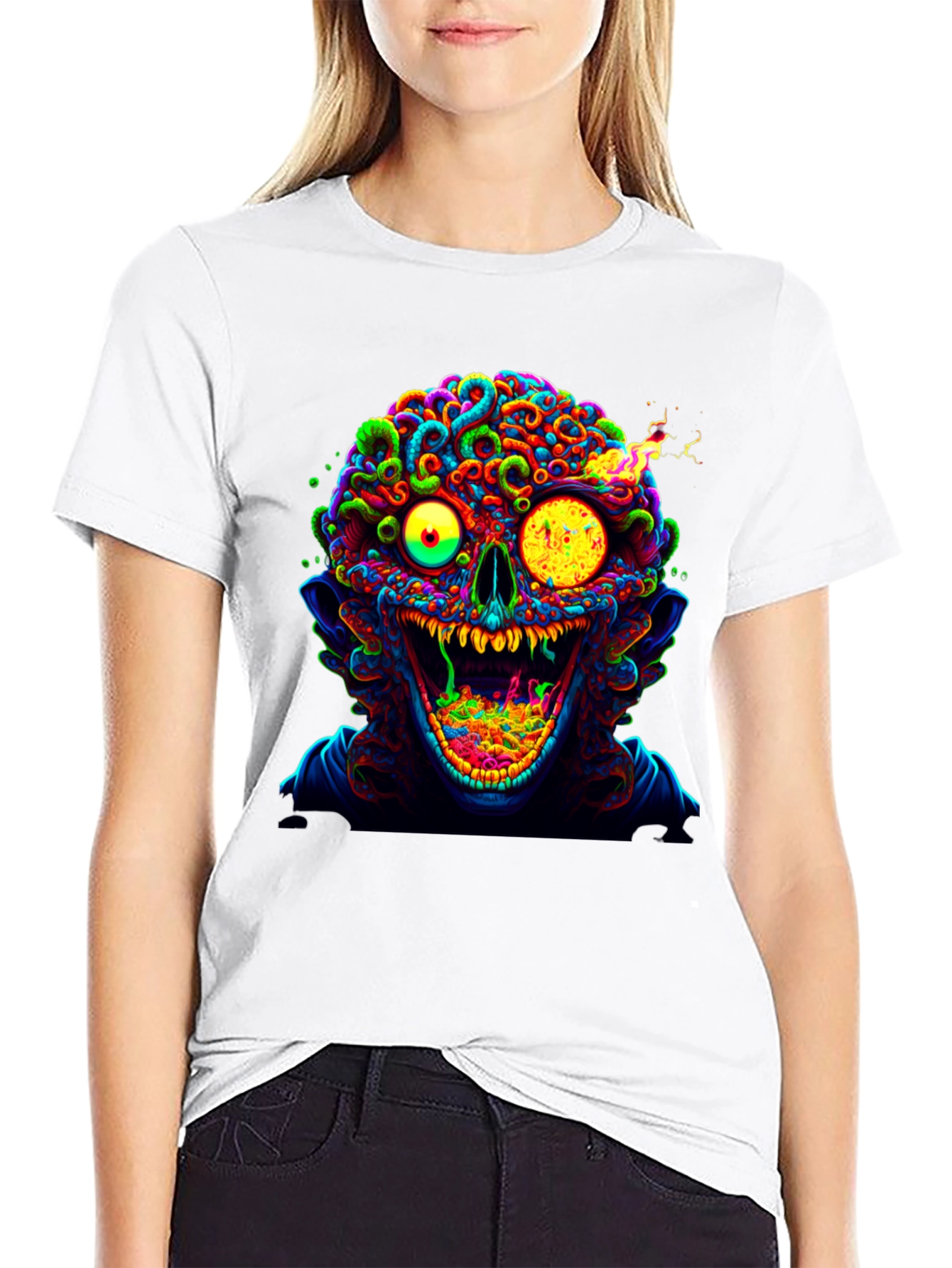 Black Psychedelic Zombie T-Shirt view 9