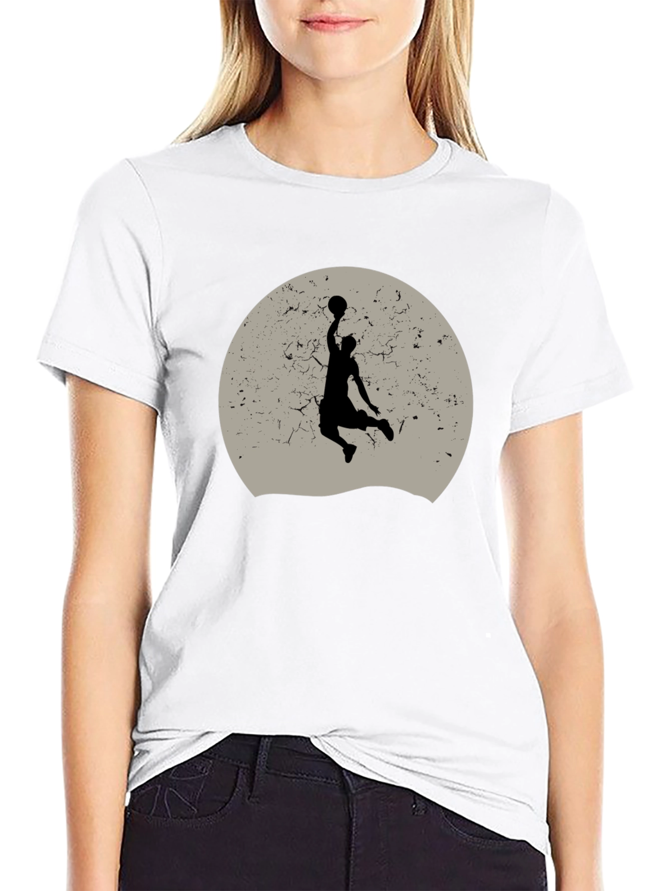 Black Basketball Silhouette Graphic T-Shirt - Black view 9