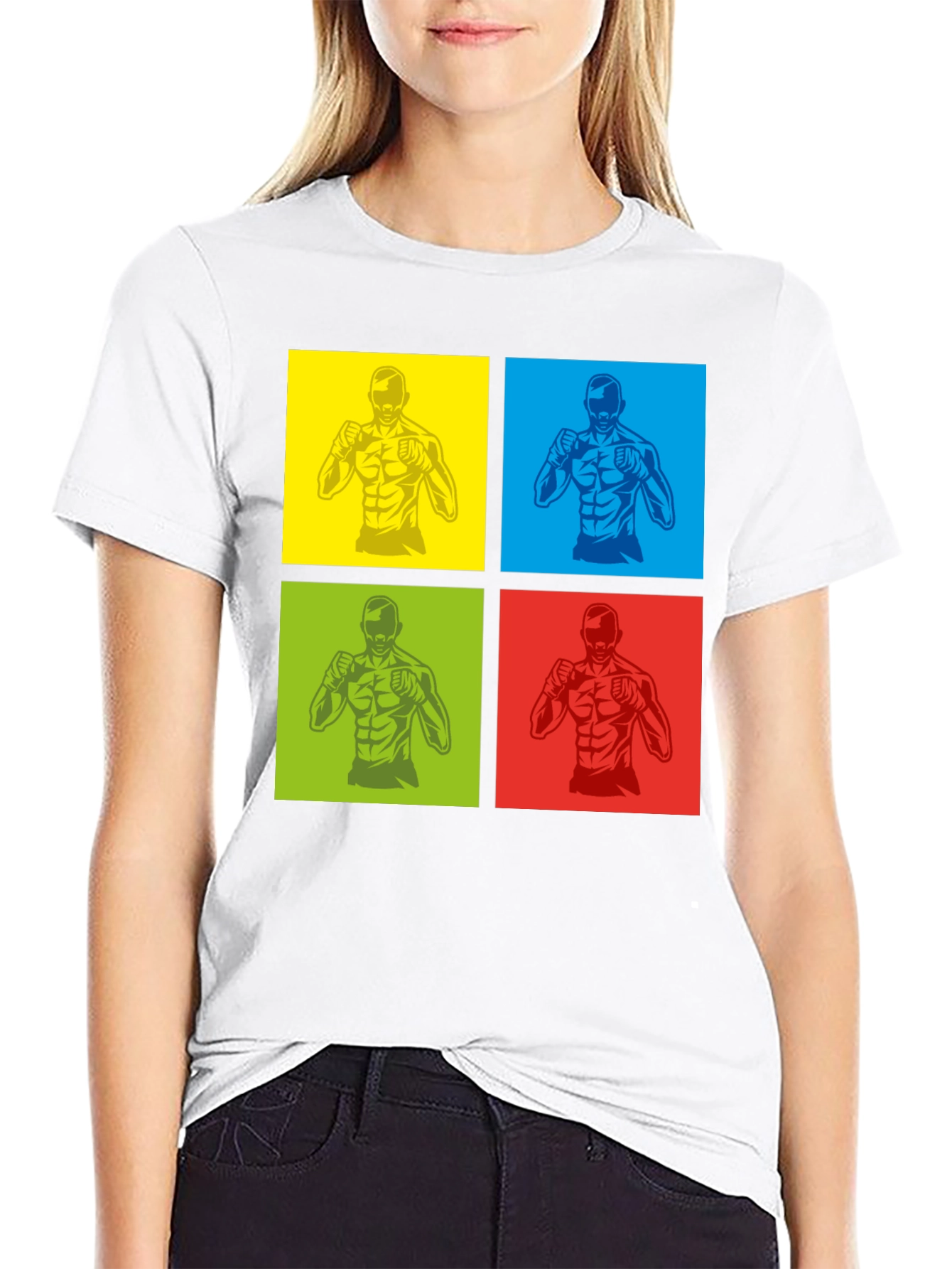 Pop Art MMA Fighter Graphic Black T-Shirt - 9