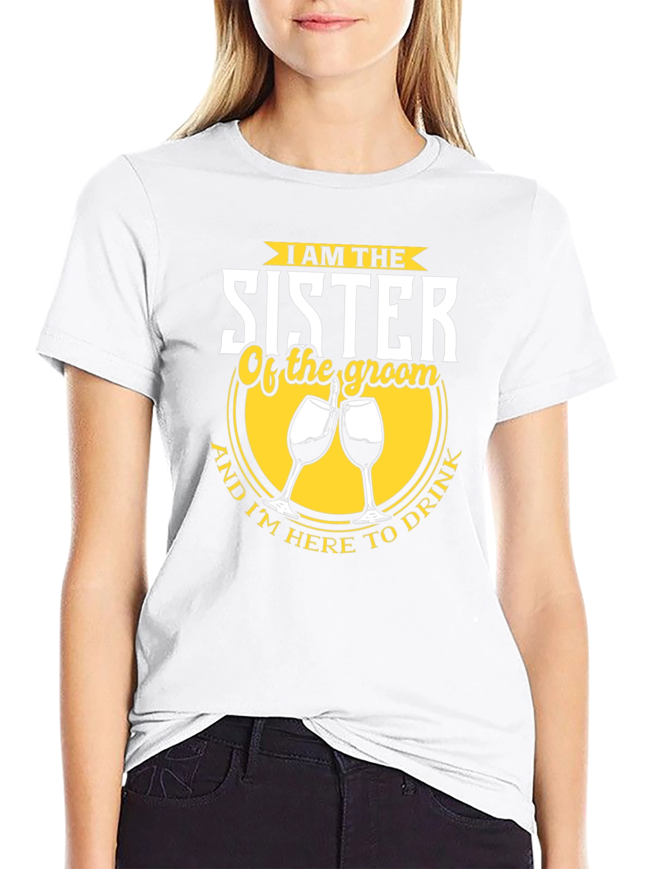 Black Sister of the Groom Funny Wedding Party T-Shirt view 9