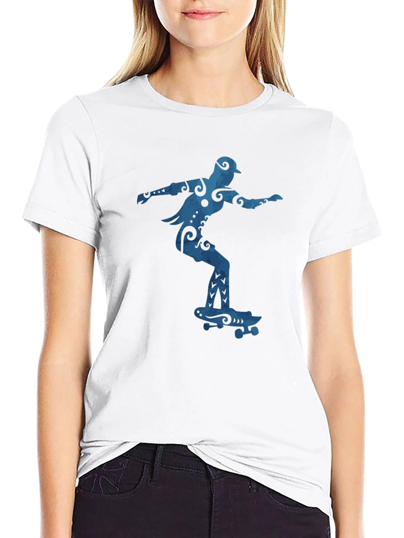 Black Skateboarder Graphic Tee - Cool Blue Design view 9
