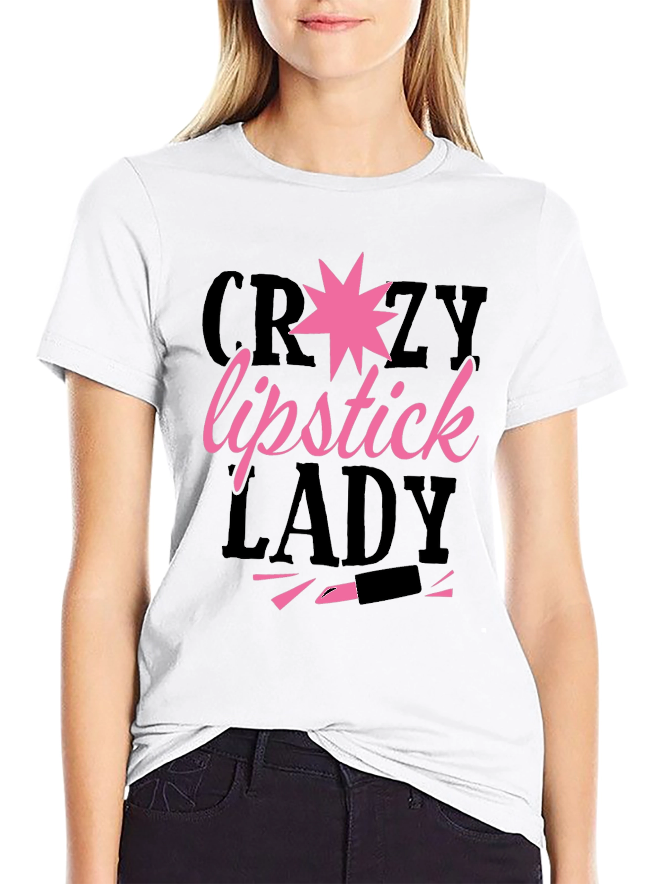 Black Crazy Lipstick Lady Graphic Tee - Black view 9