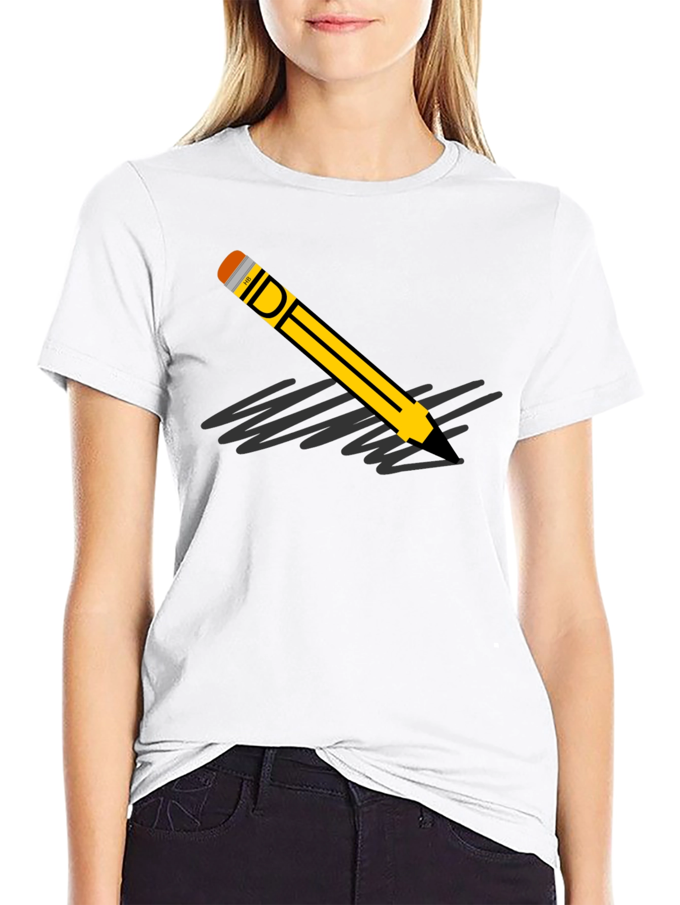 Pencil Graphic Black T-Shirt - Unisex Casual Tee - 9