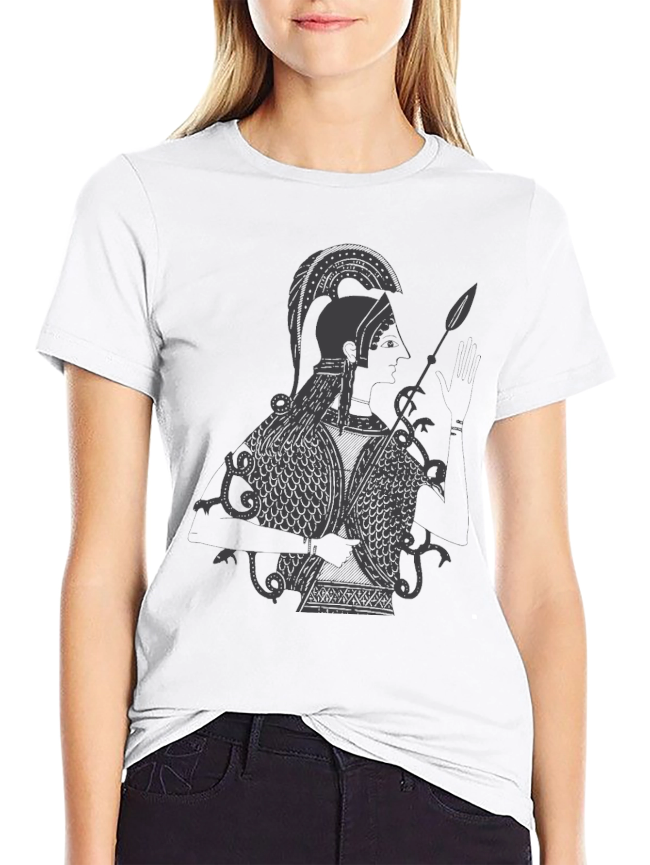 Black Ancient Warrior Graphic Tee - Black Cotton view 9