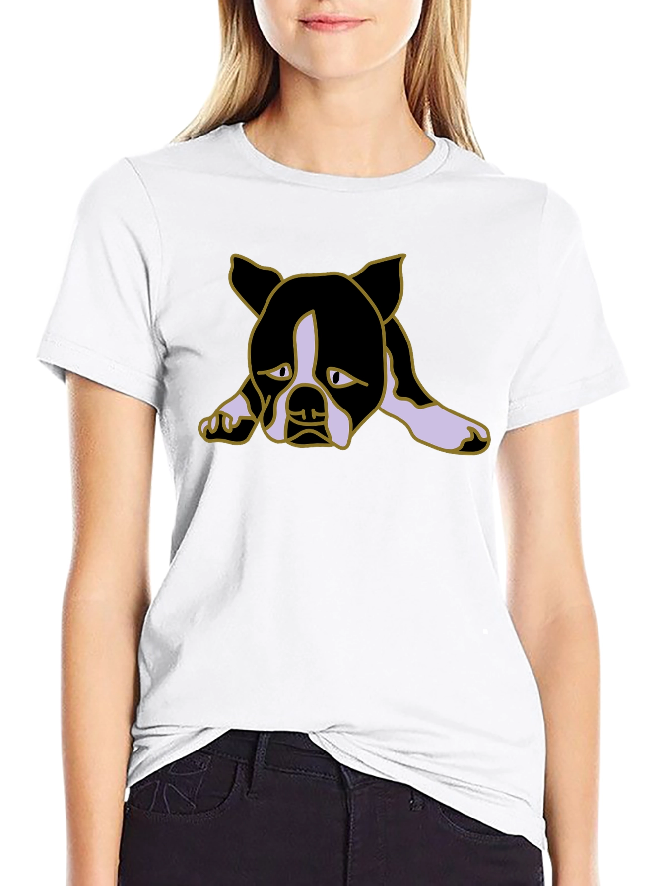 Black Sad Puppy Dog Graphic Black Tee Shirt view 9