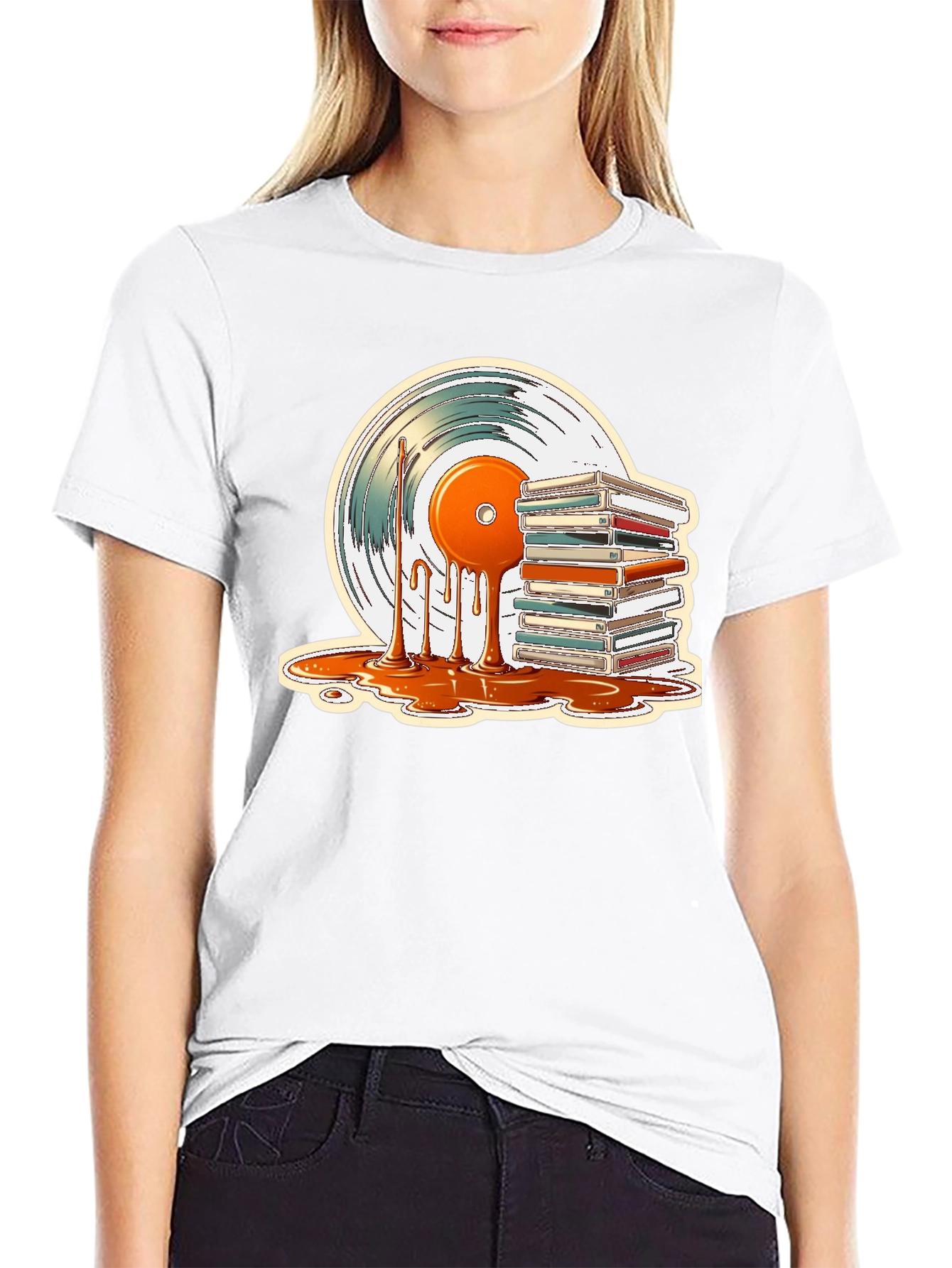 Black Retro Vinyl & Cassette Tape Graphic T-Shirt - Music Lover Tee view 9
