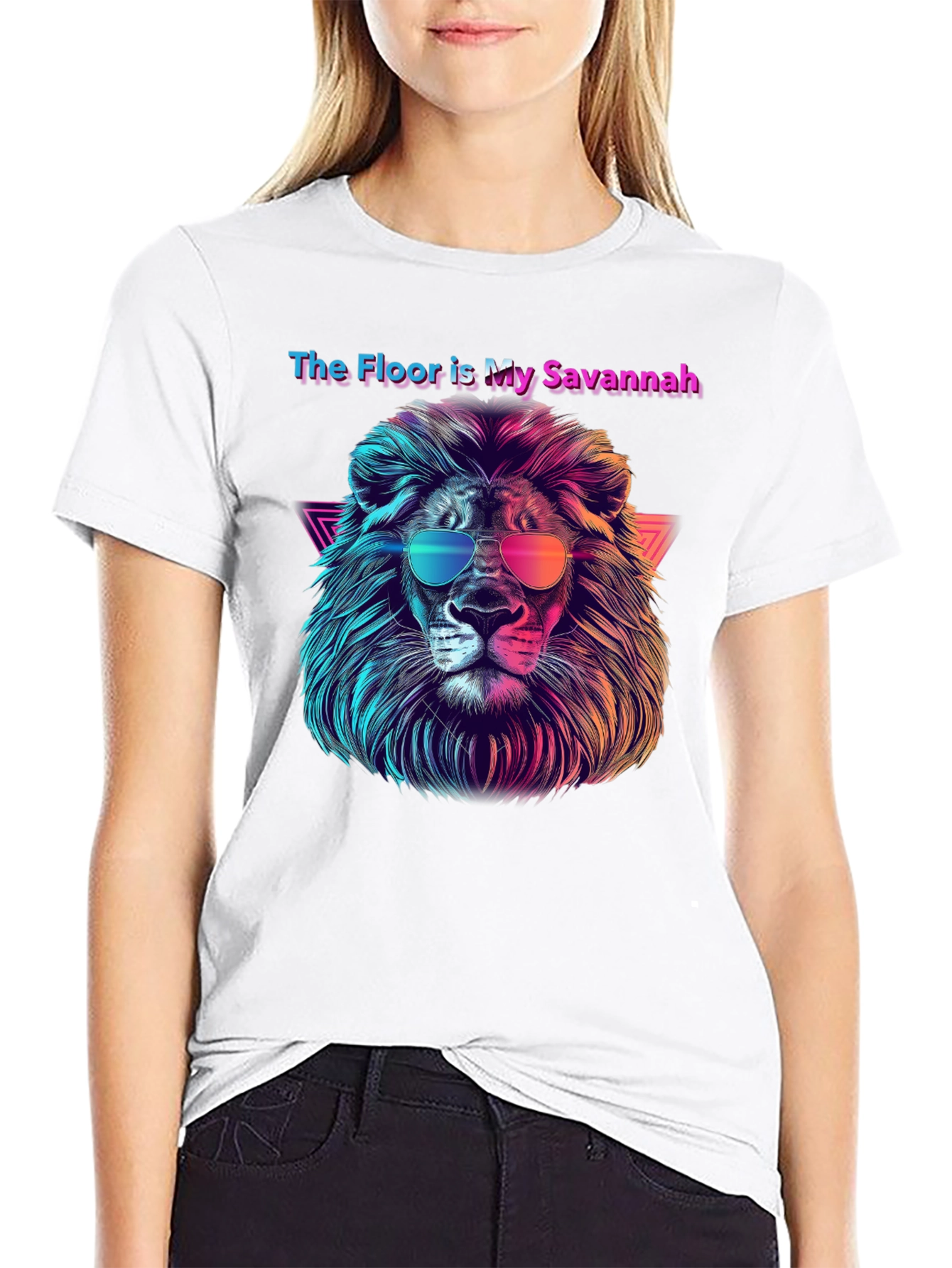 Black The Floor is My Savannah Lion Graphic Tee view 9