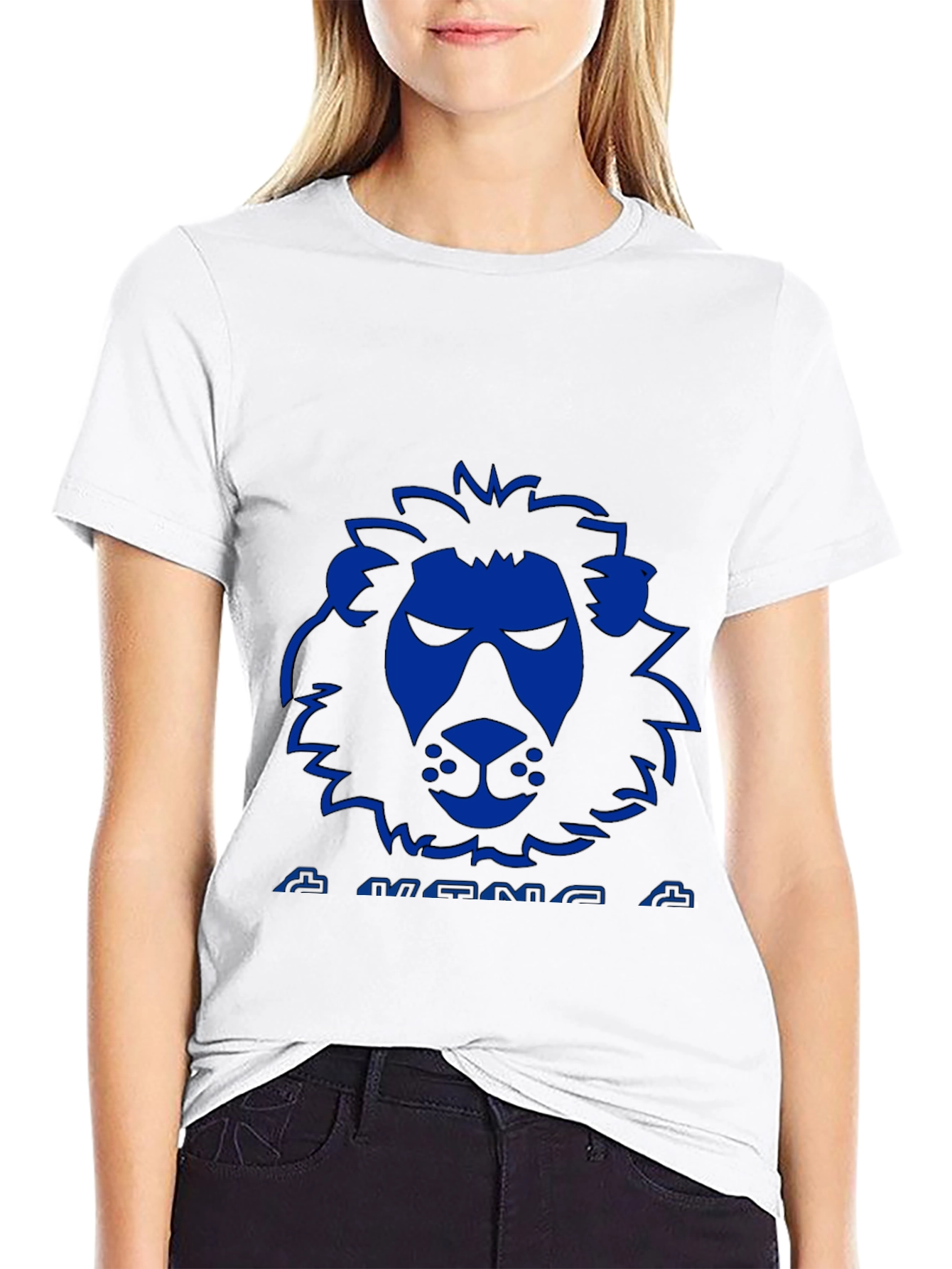 Black Blue Lion Graphic Black T-Shirt view 9
