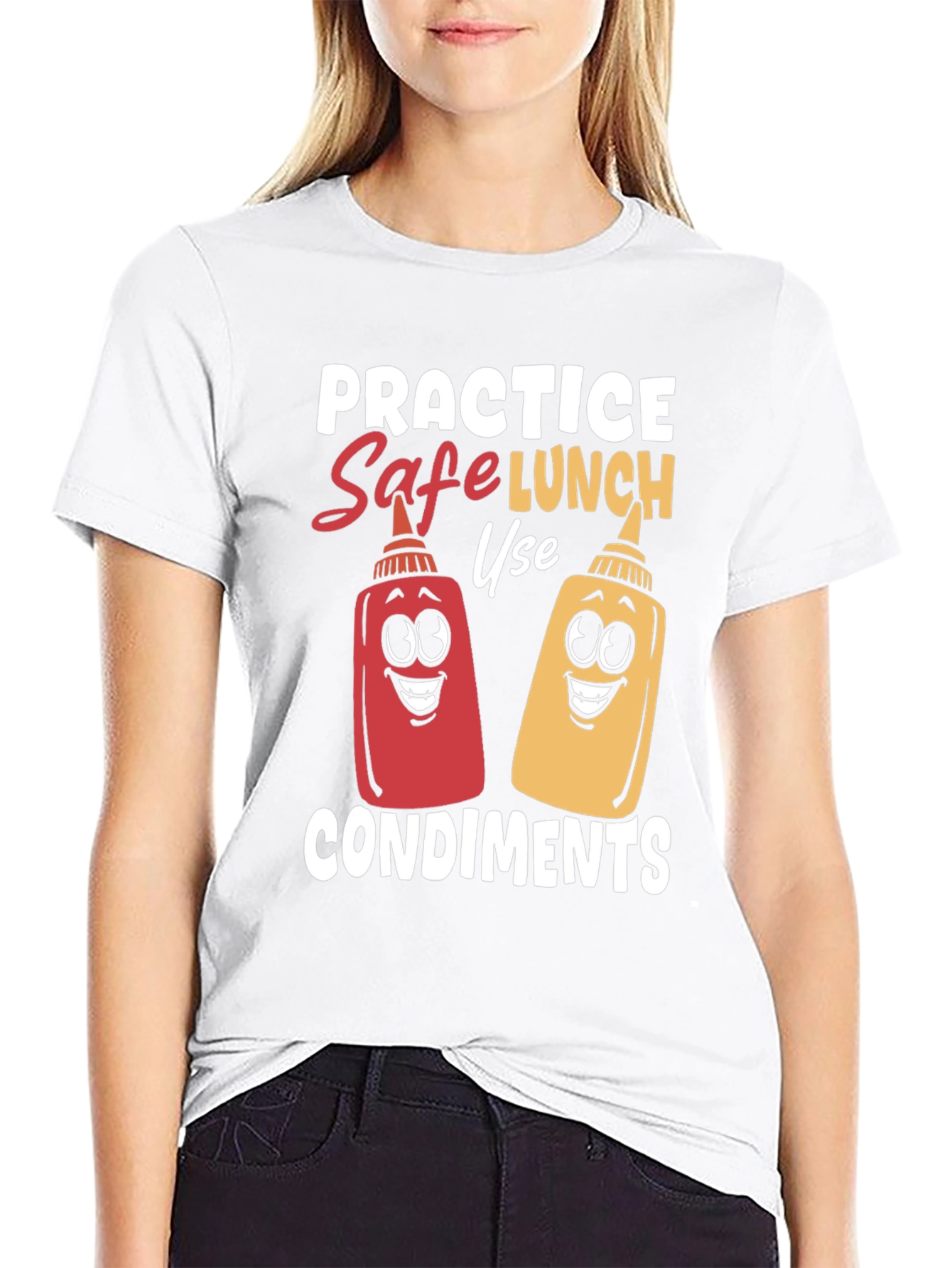 Black Practice Safe Lunch Condiments T-Shirt view 9