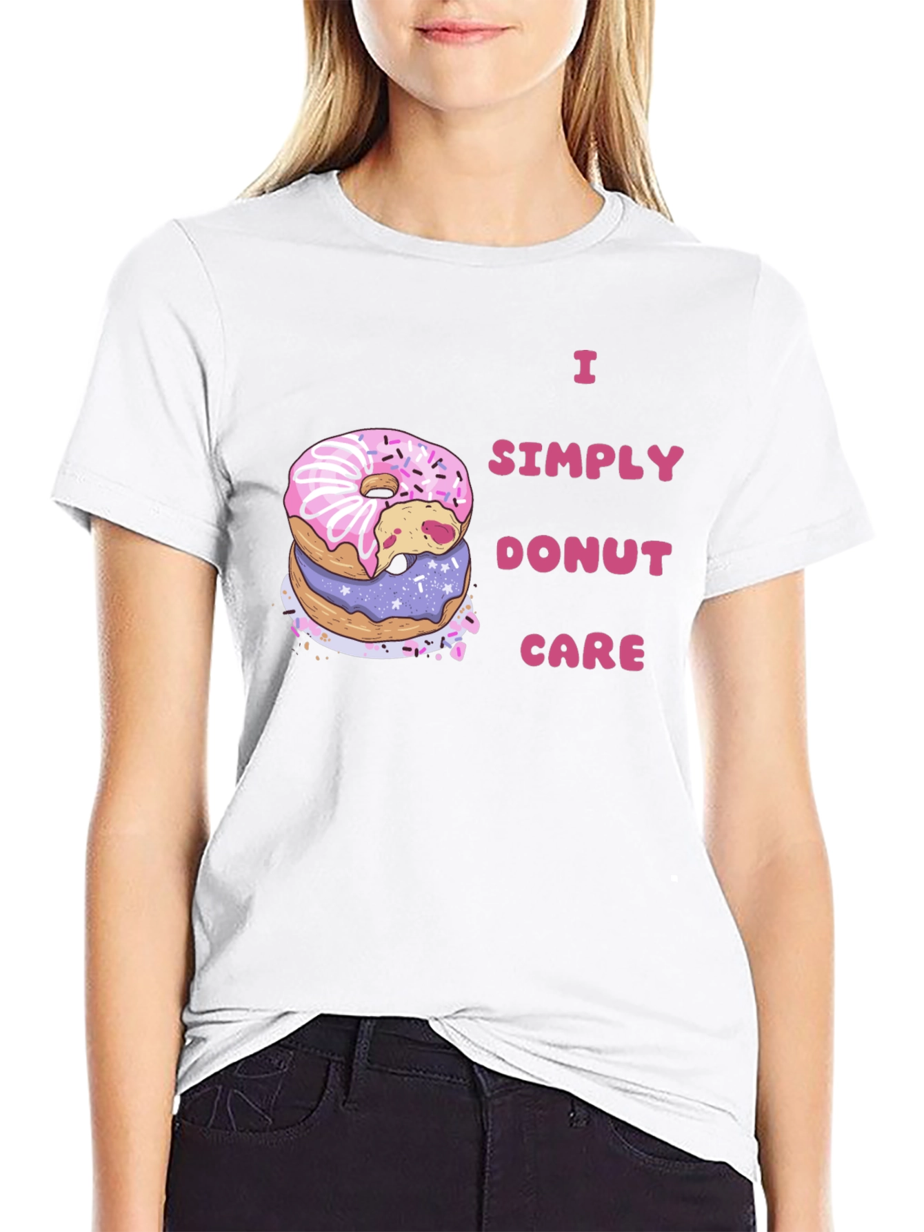 Black I Simply Donut Care Funny Graphic Tee view 9