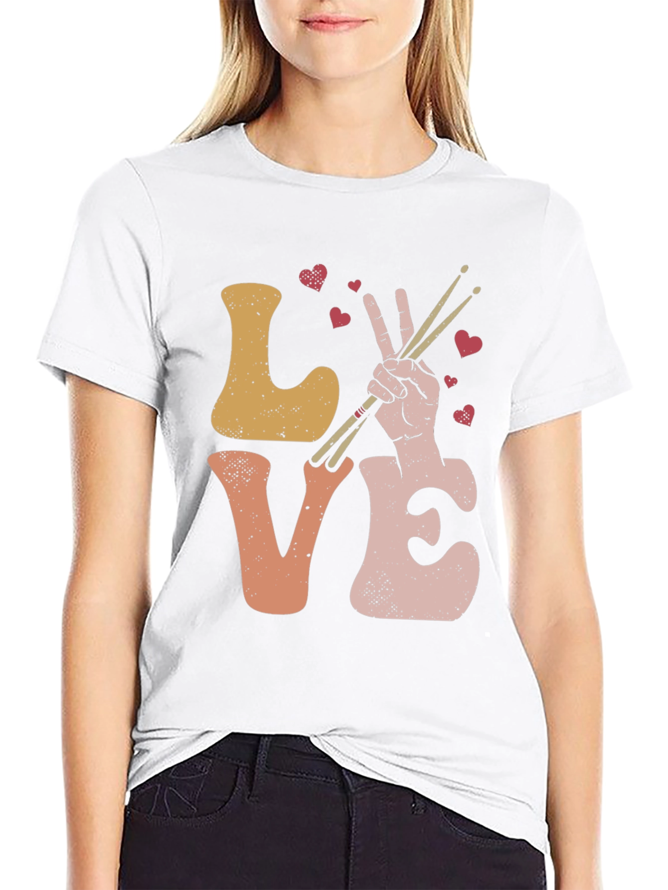 Black Love Drummer Graphic T-Shirt view 9