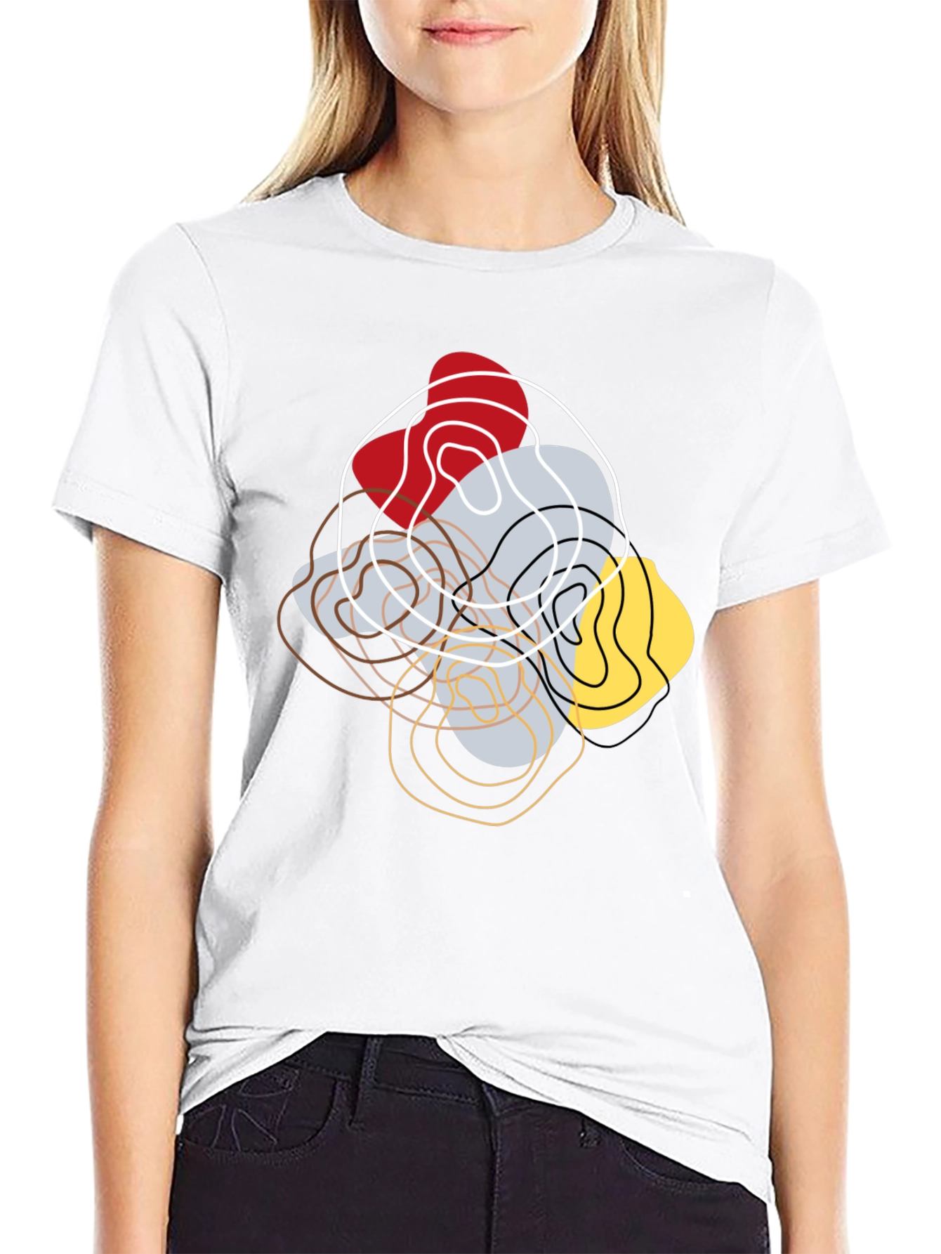 Black Abstract Topographic T-Shirt - Modern Graphic Tee view 9