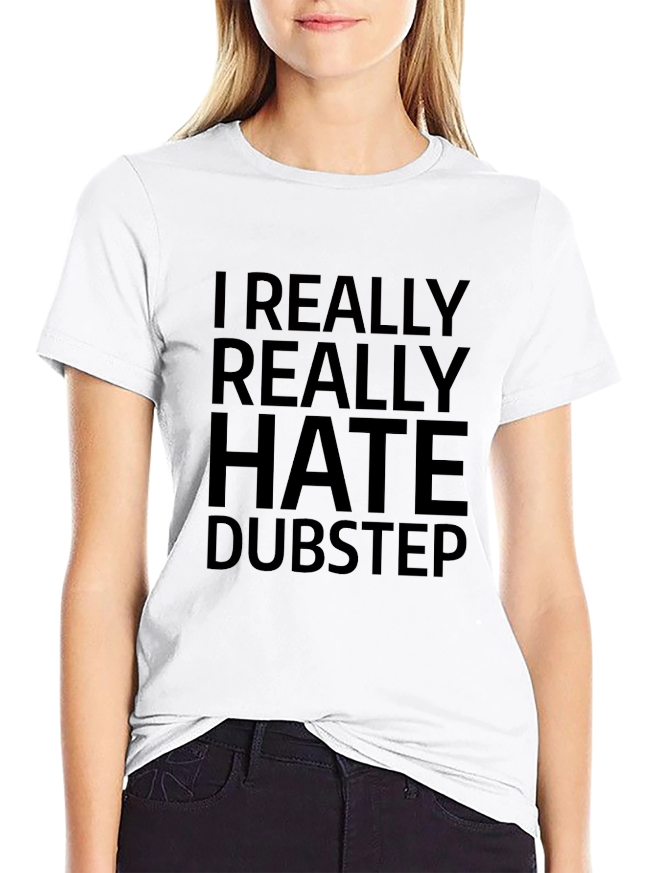 Black I Really Hate Dubstep Black T-Shirt view 9