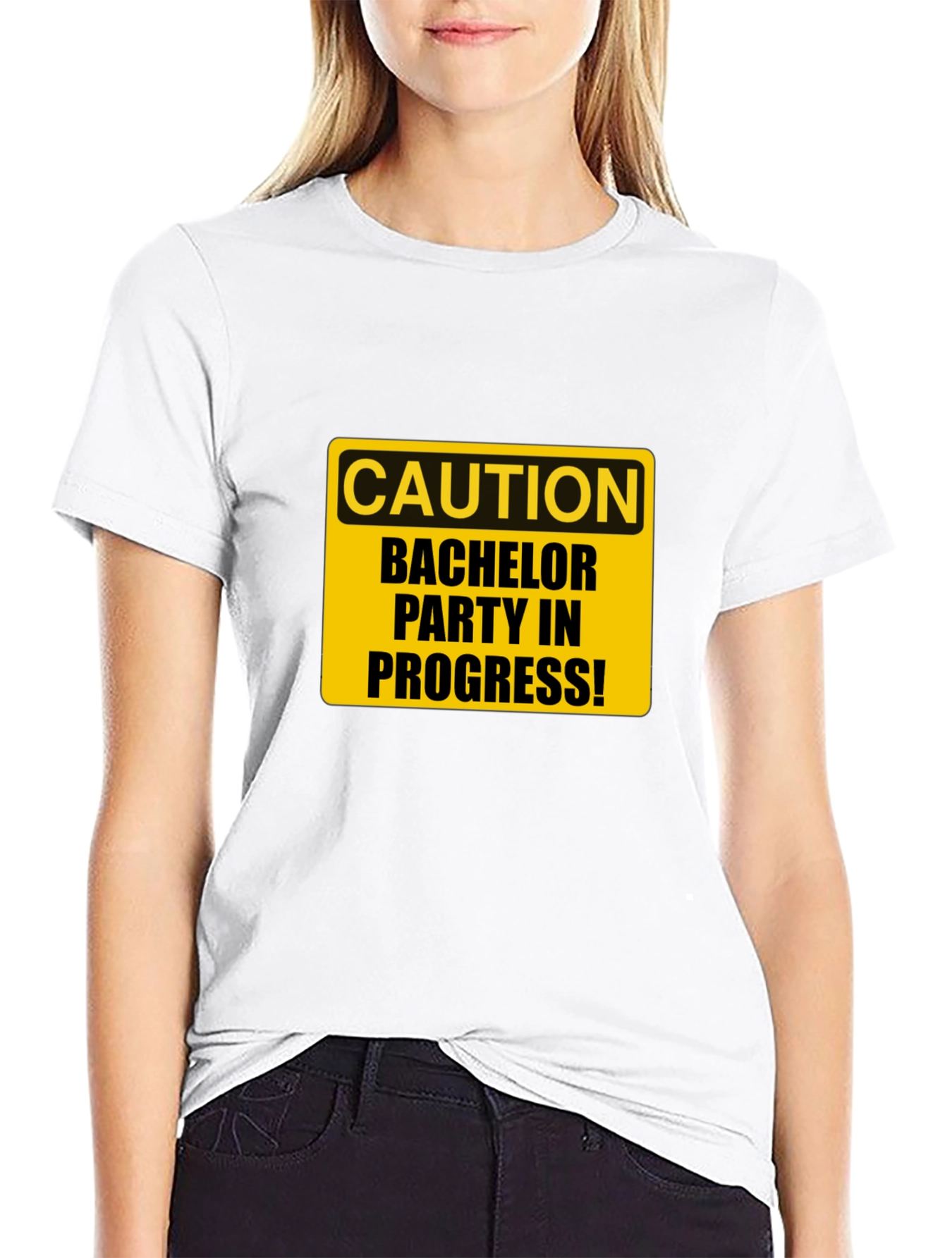 Black Bachelor Party Caution Tee - Black view 9
