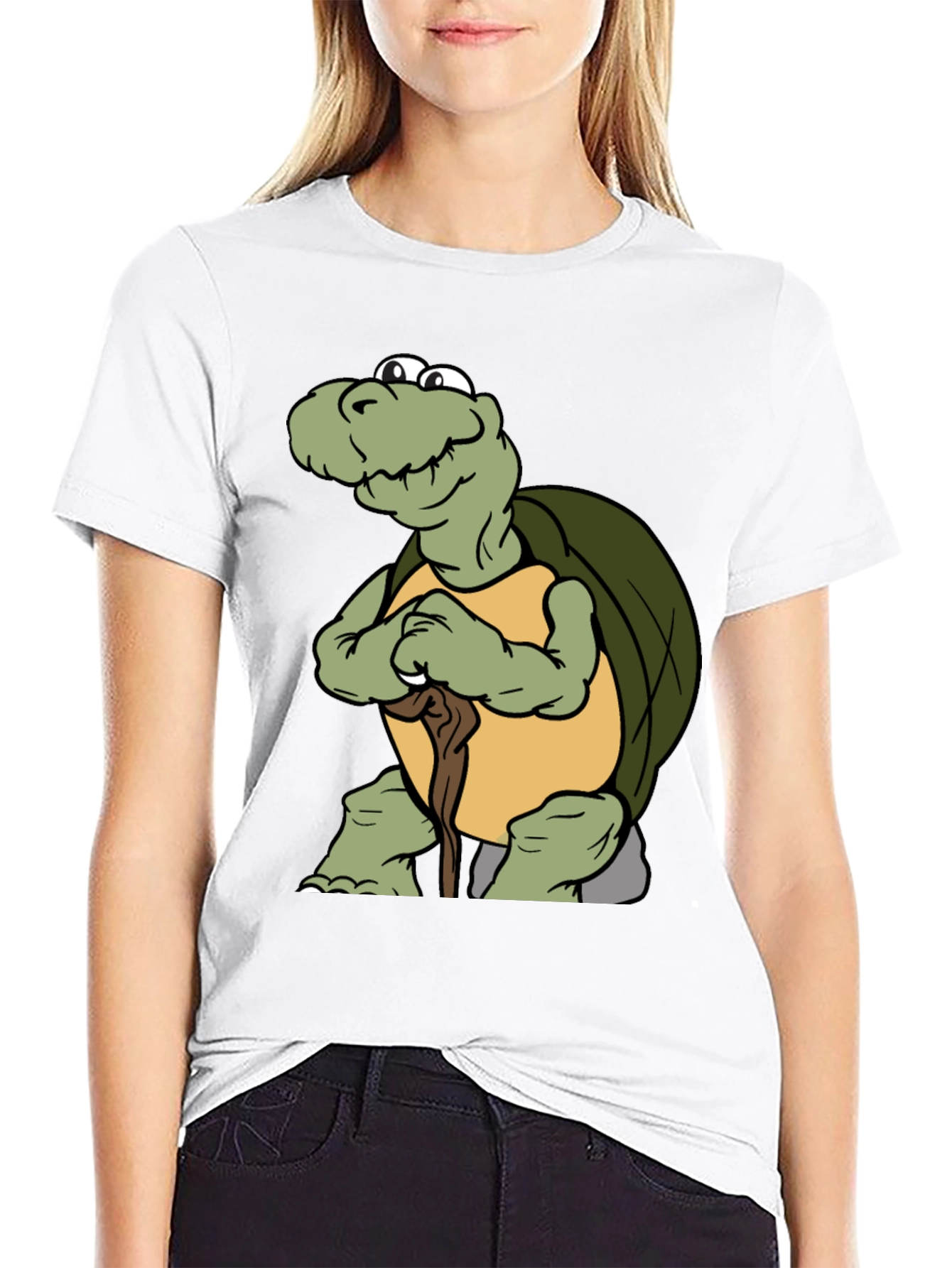 Black Funny Turtle Cartoon Black T-Shirt view 9