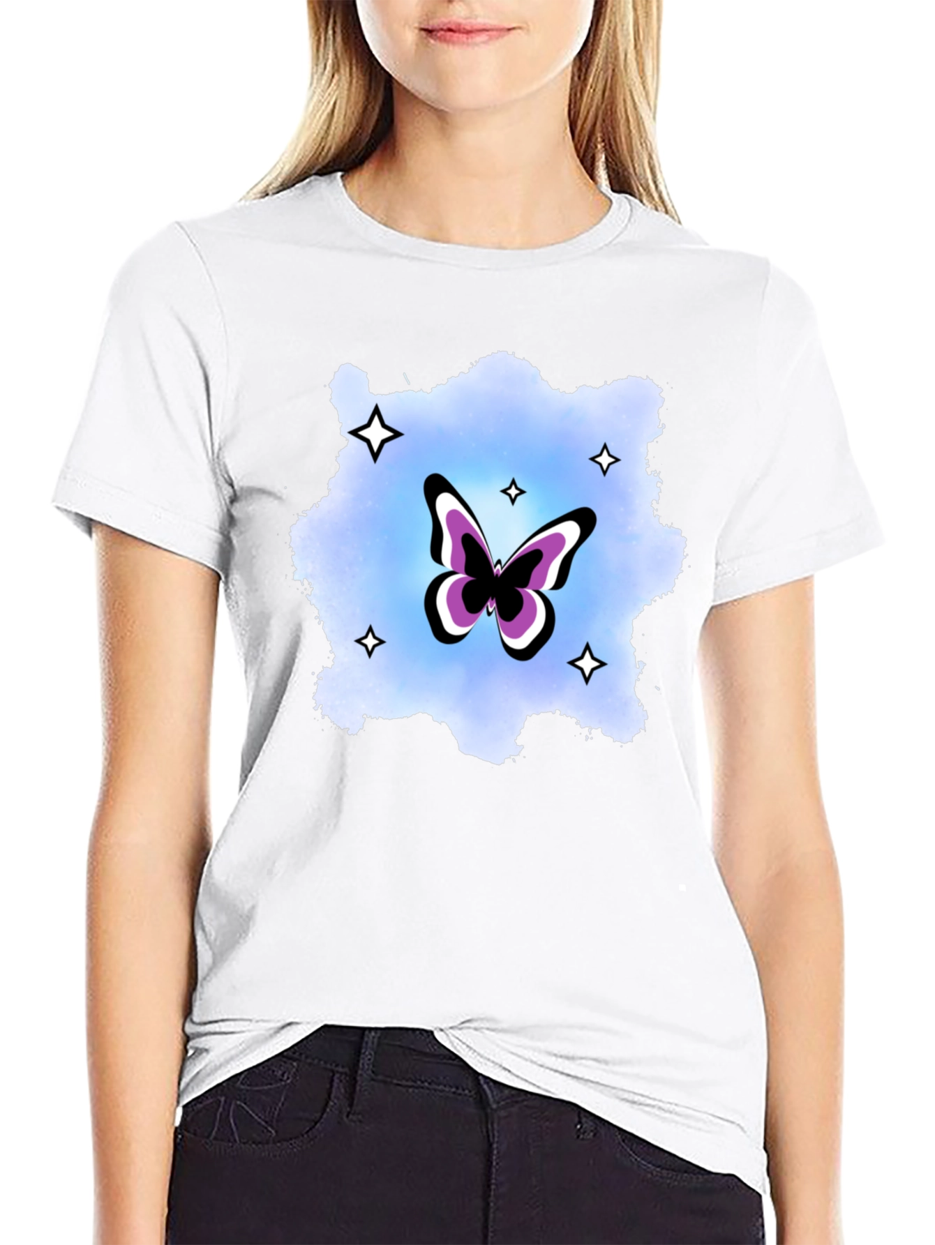 Black Butterfly Starburst Graphic T-Shirt view 9