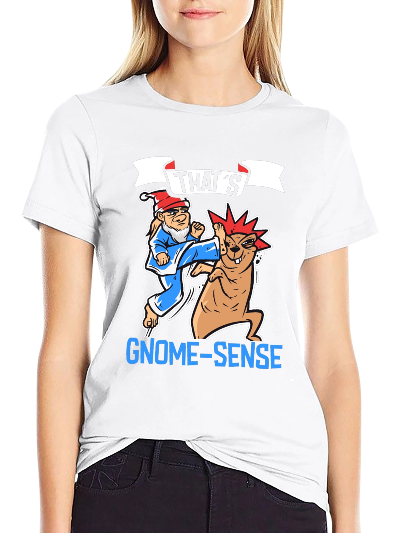 Black Funny Gnome-Sense T-Shirt view 9