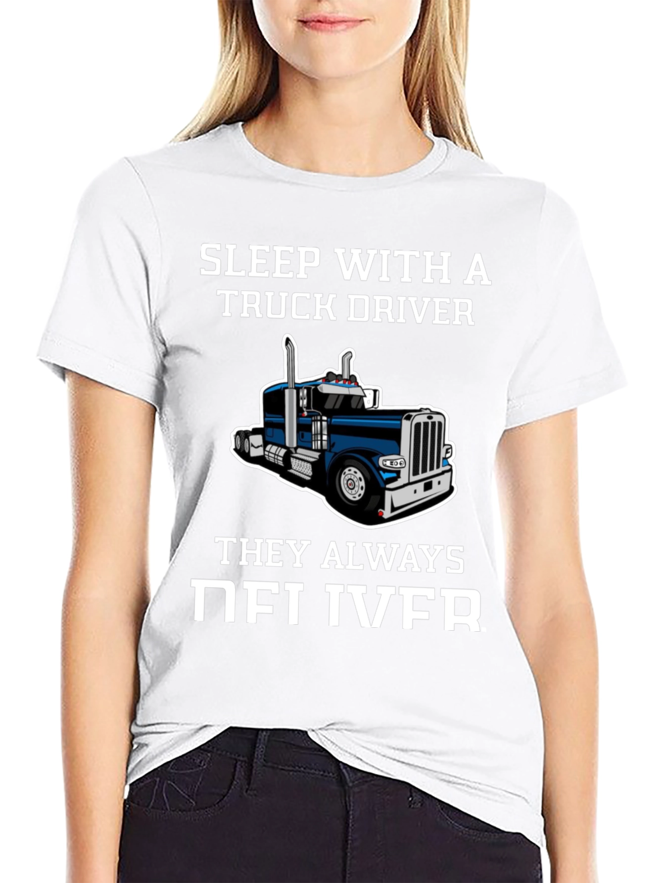 Black Sleep with a Truck Driver Funny T-Shirt view 9