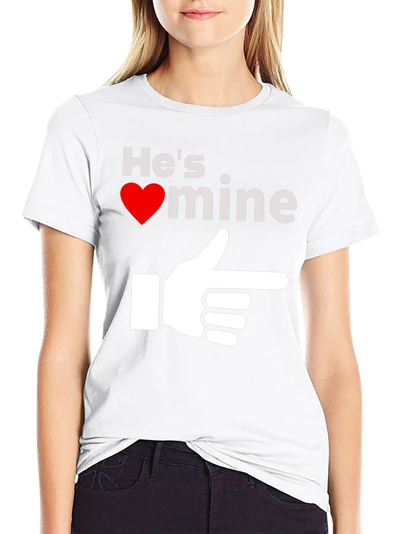 Black He's Mine T-Shirt - Novelty Graphic Tee view 9
