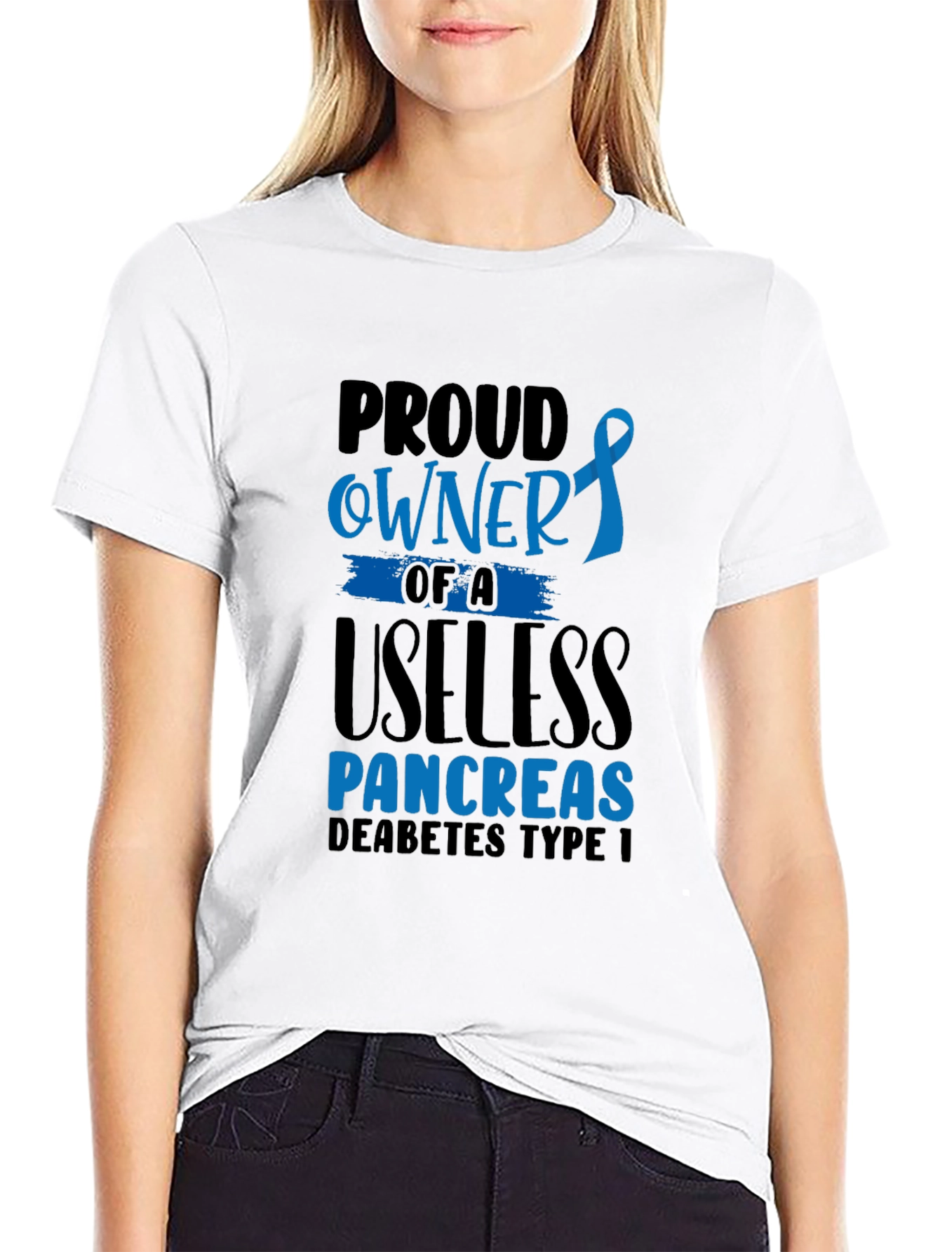 Black Proud Owner Useless Pancreas Diabetes Type 1 T-Shirt view 9