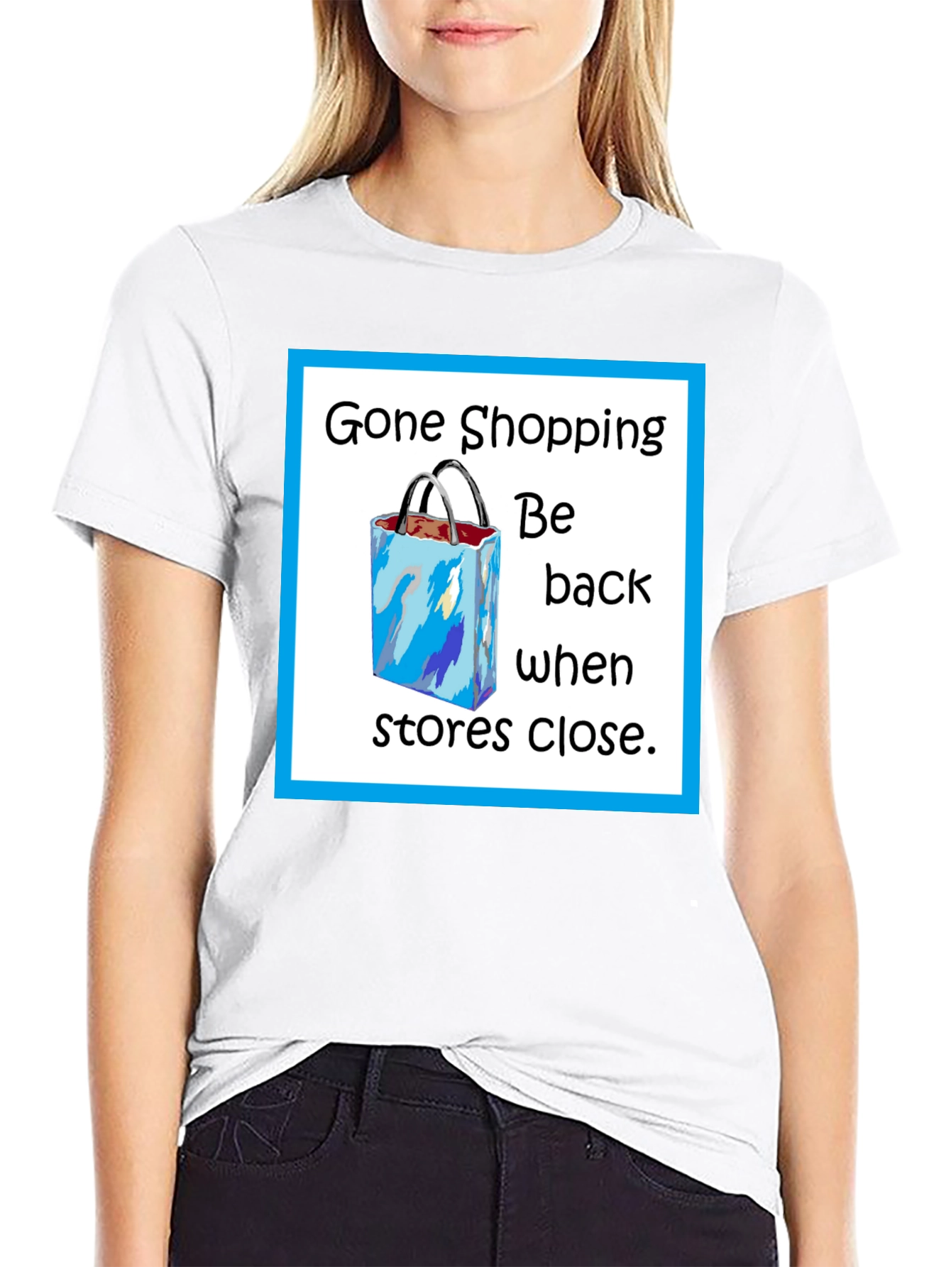 Black Gone Shopping T-Shirt - Funny Shopper Tee view 9