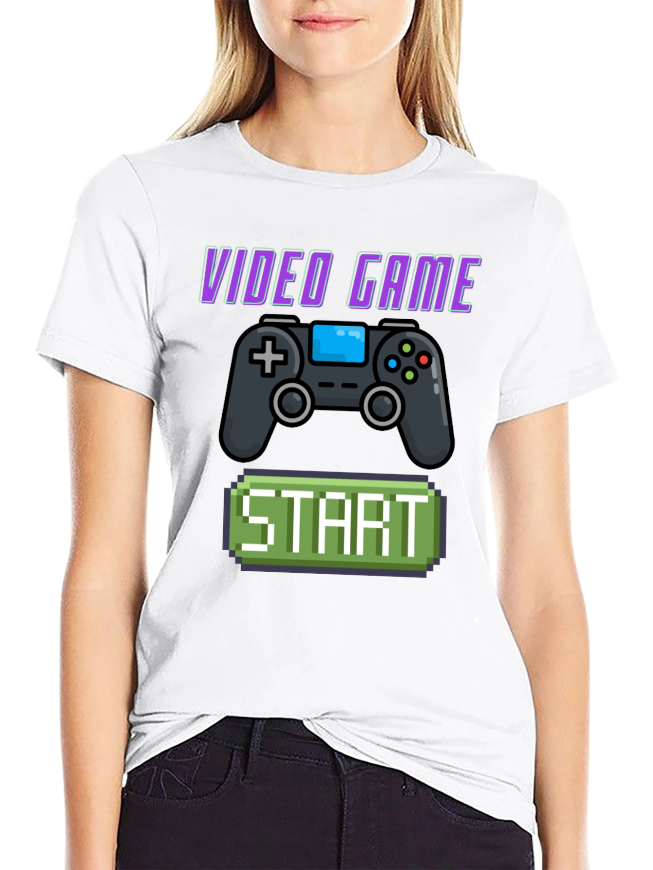 Black Video Game Start T-Shirt - Retro Gaming Style view 9